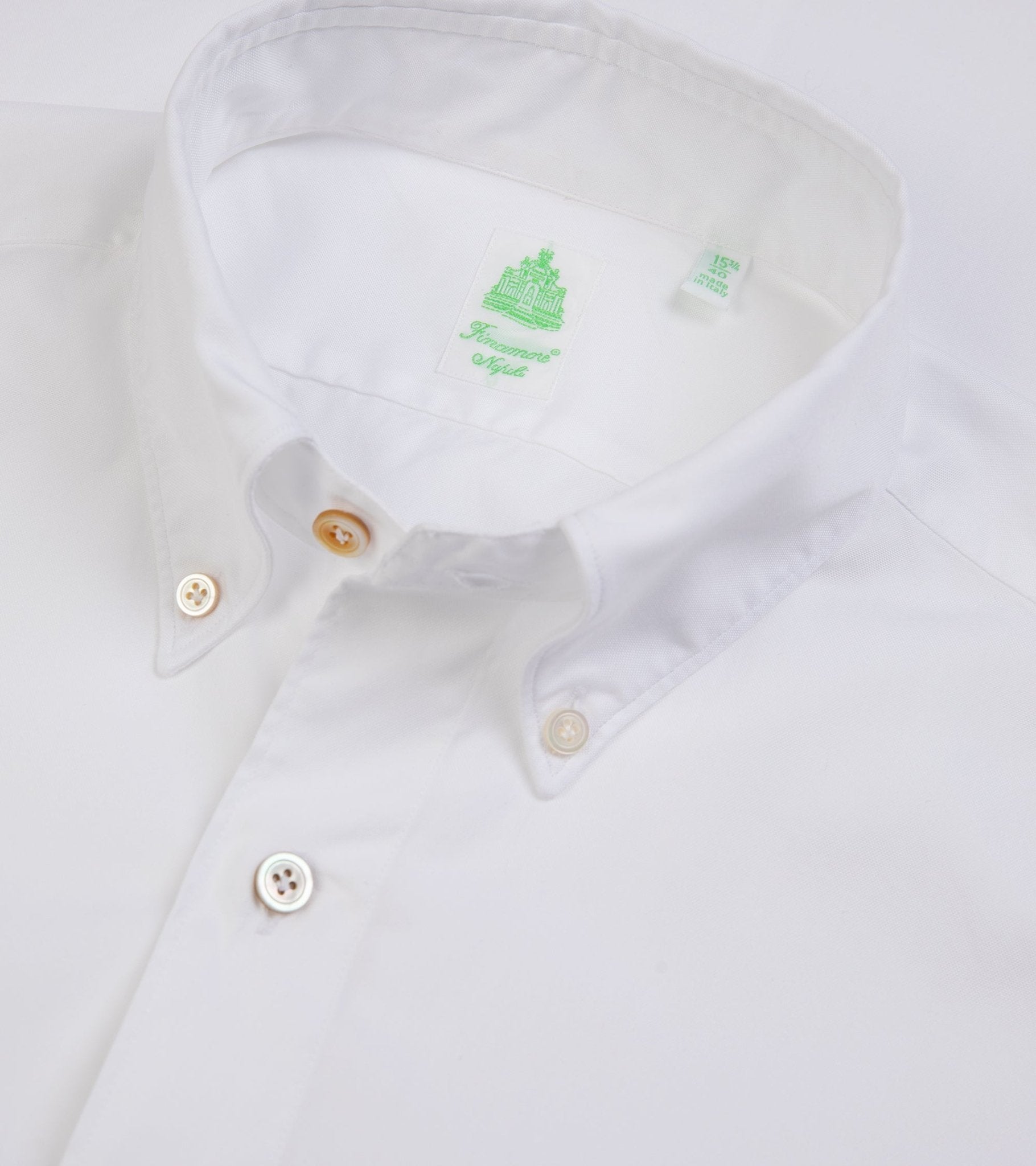 Finamore Gaeta Classic Cotton Leonardo Button Down Sport Shirt: Fine Oxford White - Trunk Clothiers