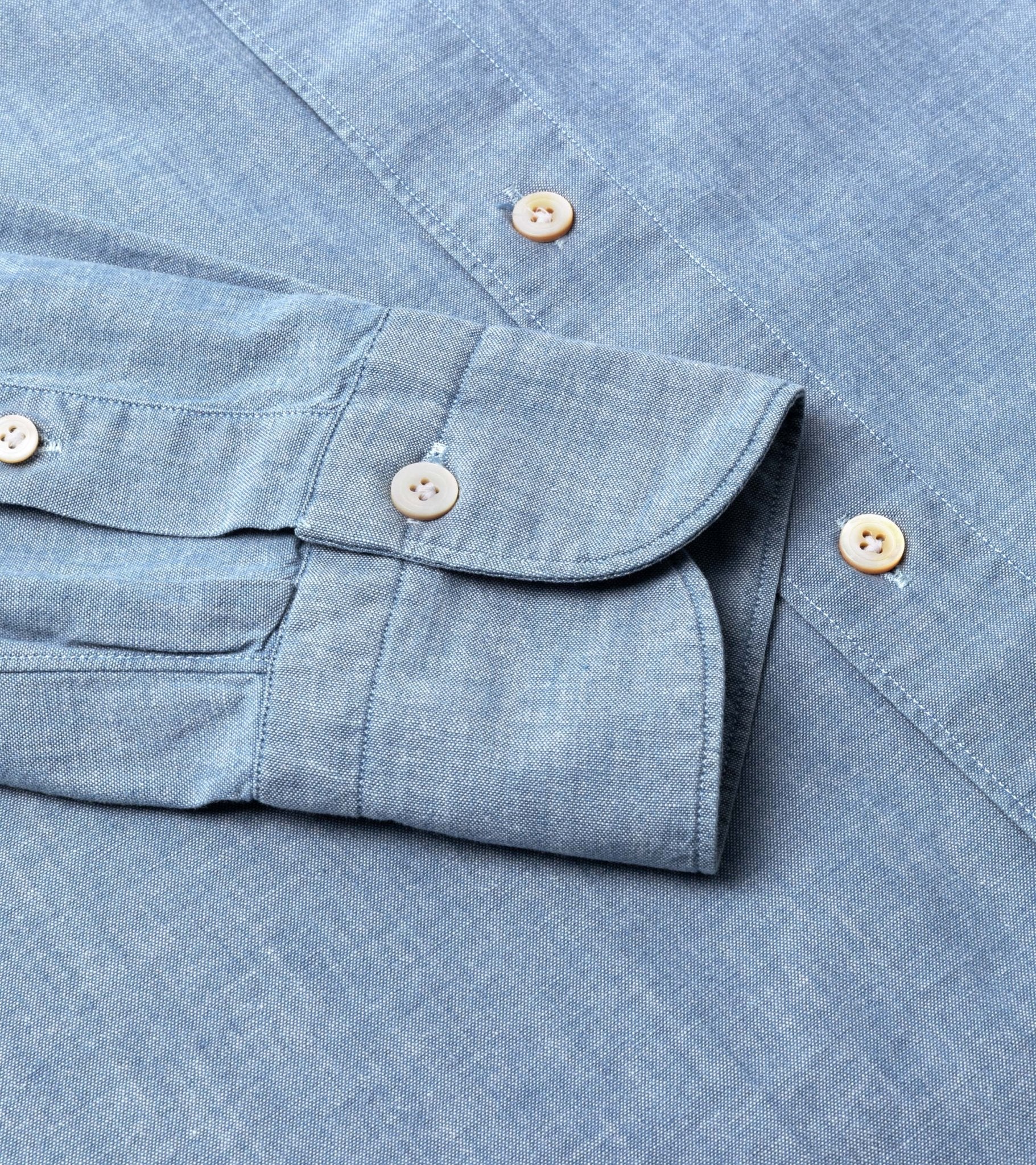 Finamore Gaeta Classic Cotton Luigi Sport Shirt: Chambray - Trunk Clothiers