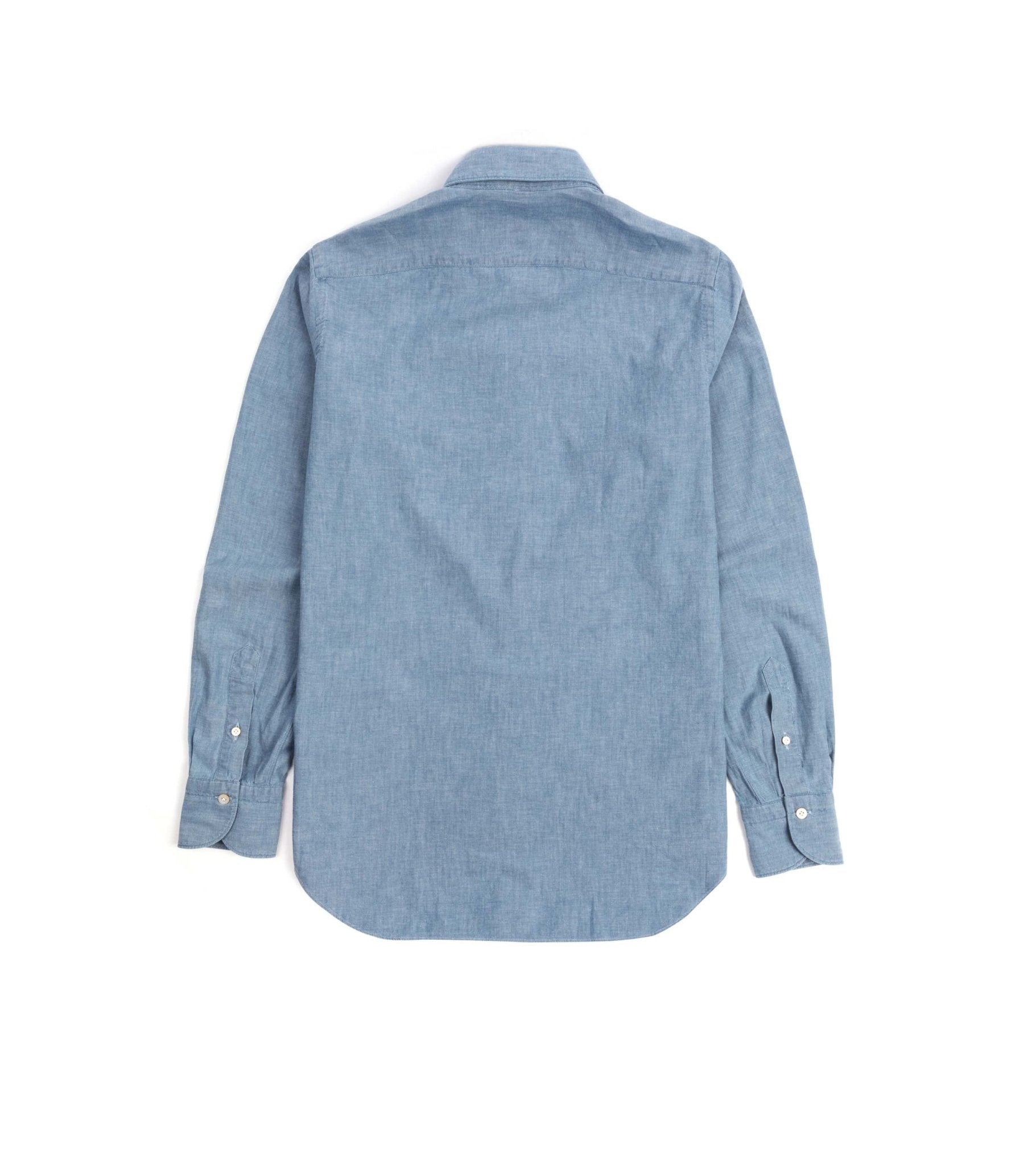 Finamore Gaeta Classic Cotton Luigi Sport Shirt: Chambray - Trunk Clothiers