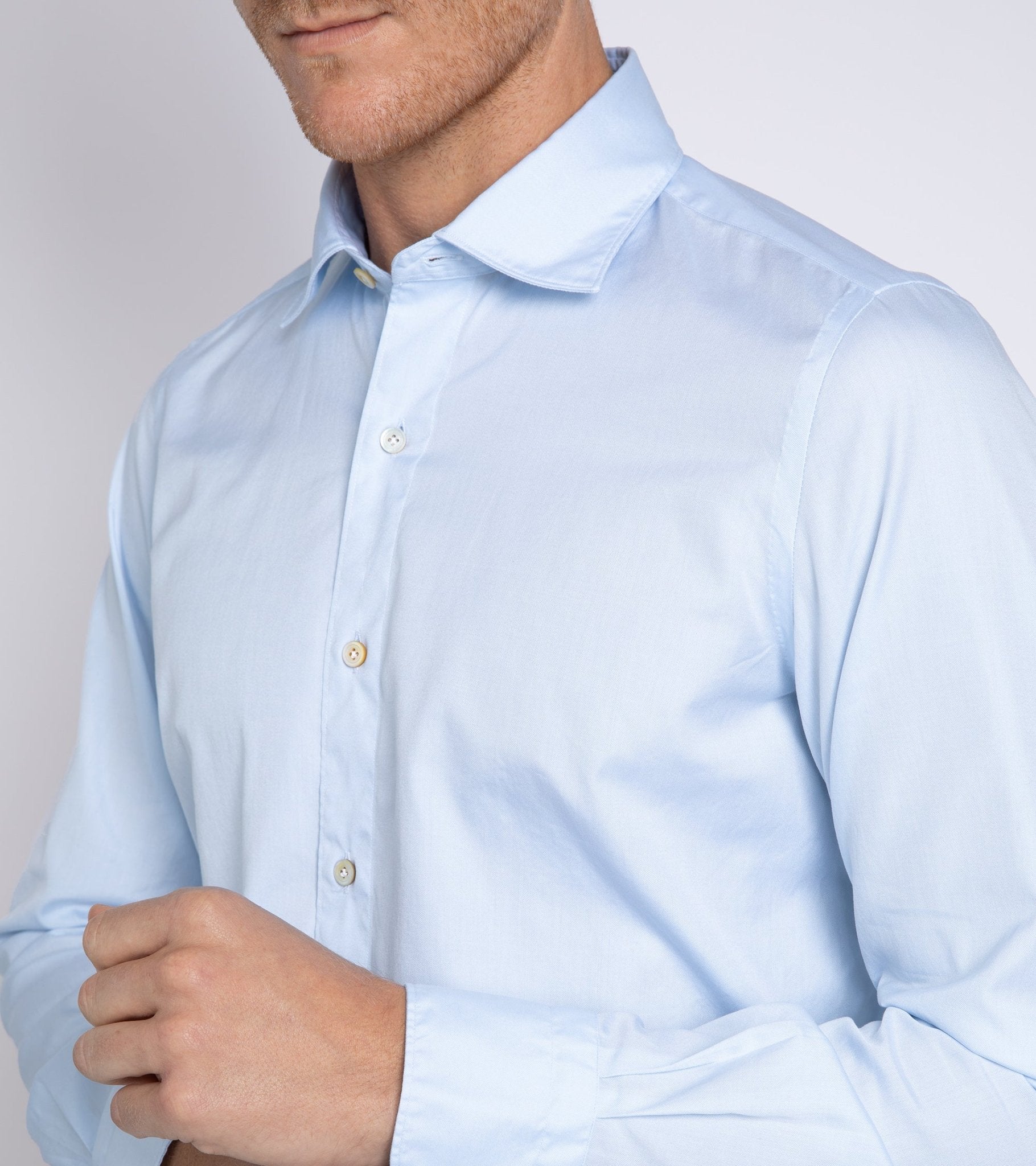 Finamore Gaeta Classic Cotton Luigi Sport Shirt: Fine Oxford Blue - Trunk Clothiers