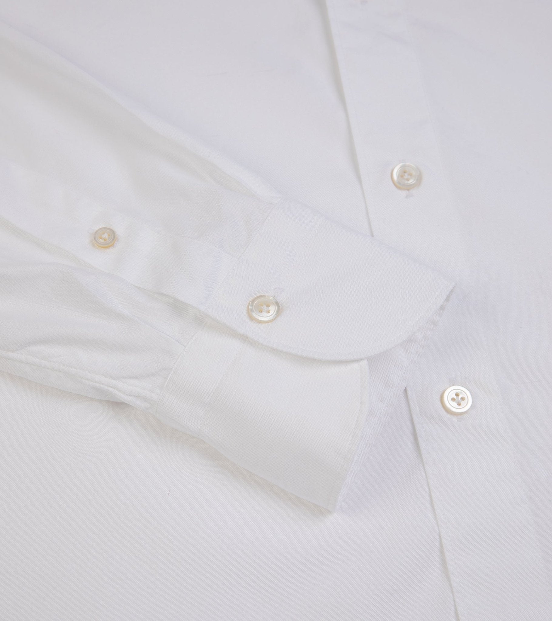 Finamore Gaeta Classic Cotton Luigi Sport Shirt: Fine Oxford White - Trunk Clothiers