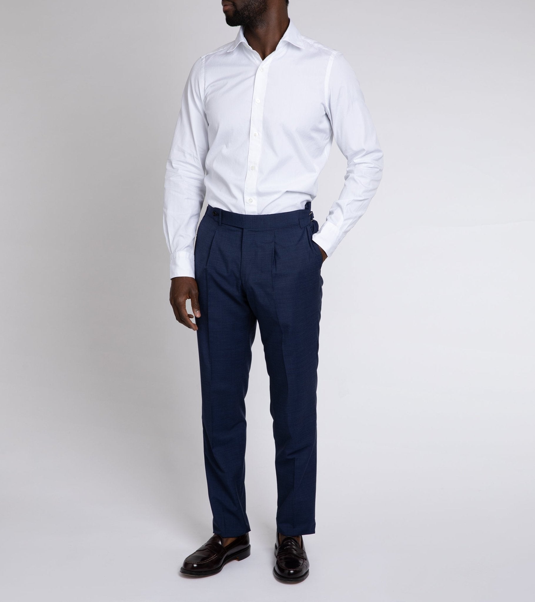 Finamore Gaeta Classic Cotton Luigi Sport Shirt: Fine Oxford White - Trunk Clothiers