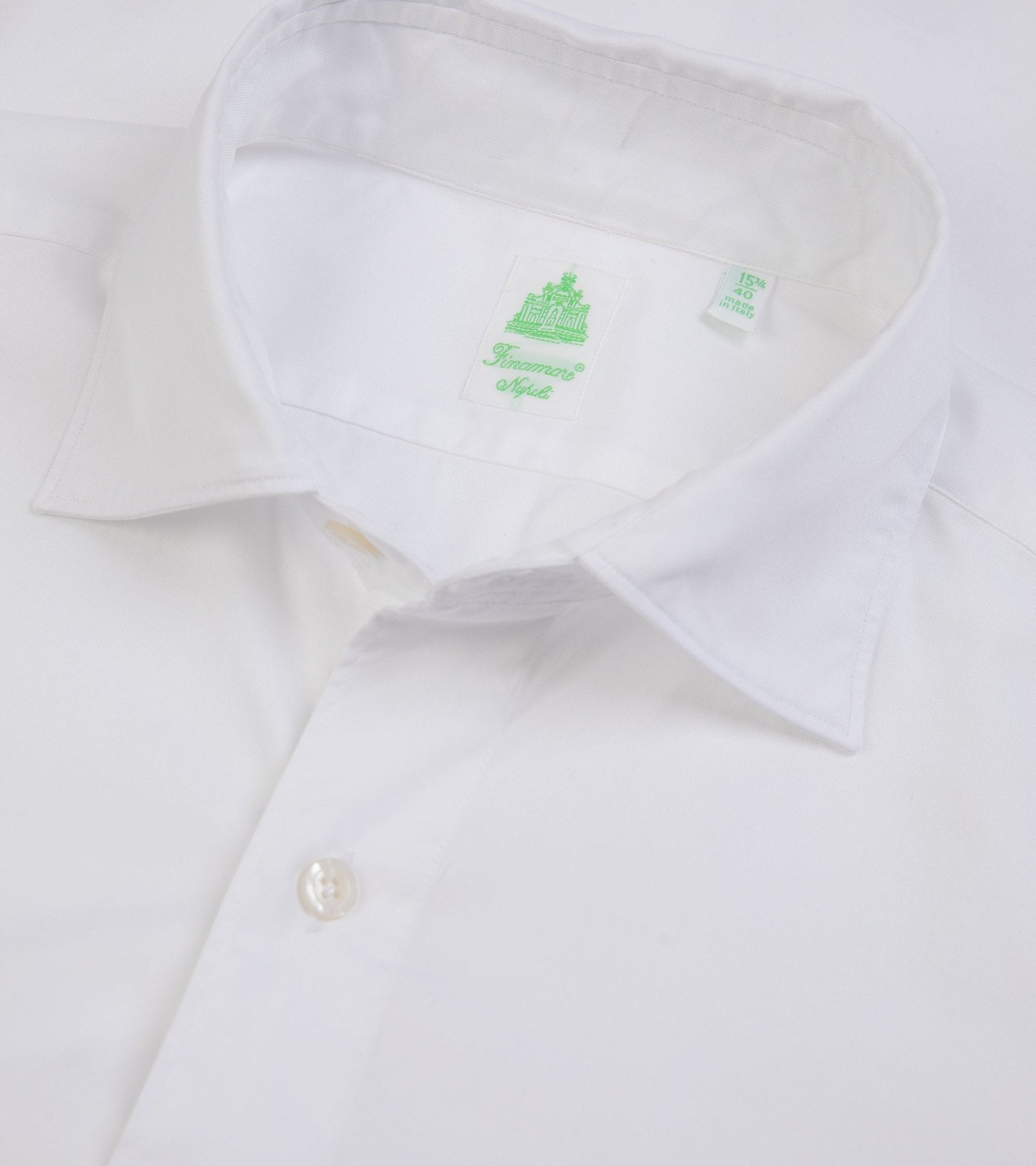 Finamore Gaeta Classic Cotton Luigi Sport Shirt: Fine Oxford White - Trunk Clothiers