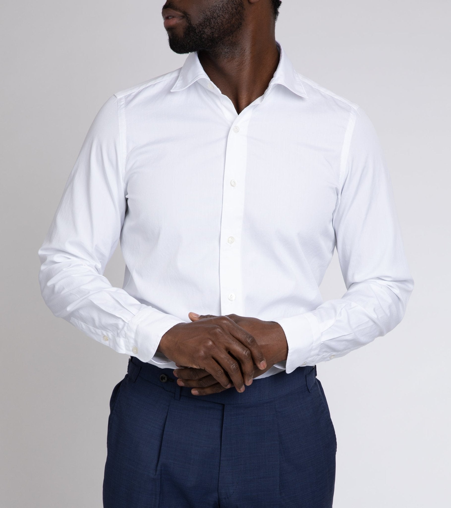 Finamore Gaeta Classic Cotton Luigi Sport Shirt: Fine Oxford White - Trunk Clothiers