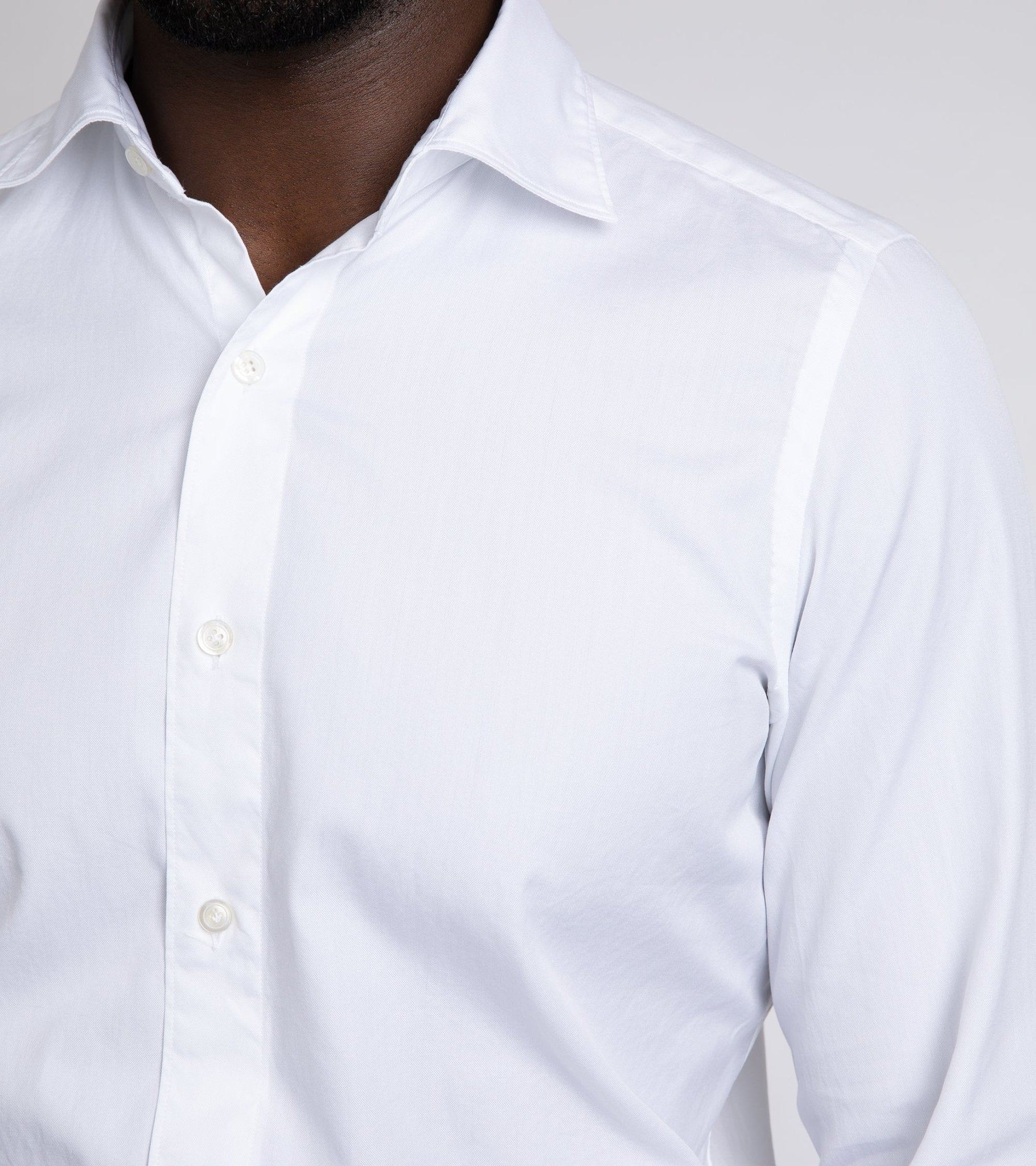 Finamore Gaeta Classic Cotton Luigi Sport Shirt: Fine Oxford White - Trunk Clothiers