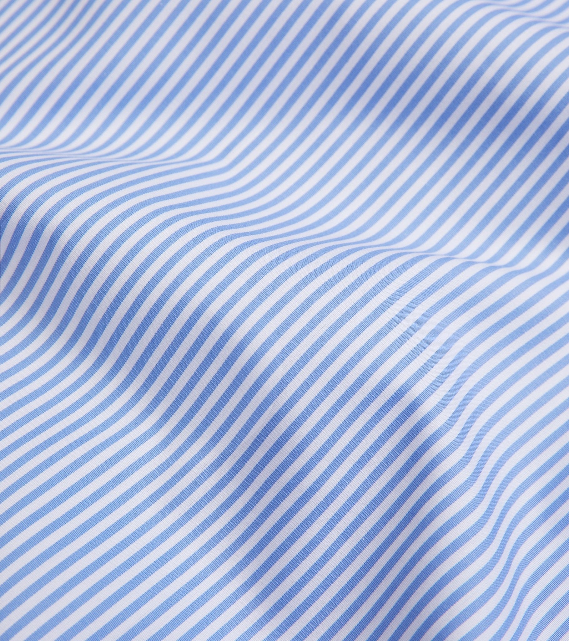 Finamore Milano Eduardo 120 Double Twist Cotton Formal Shirt: Blue Stripe - Trunk Clothiers