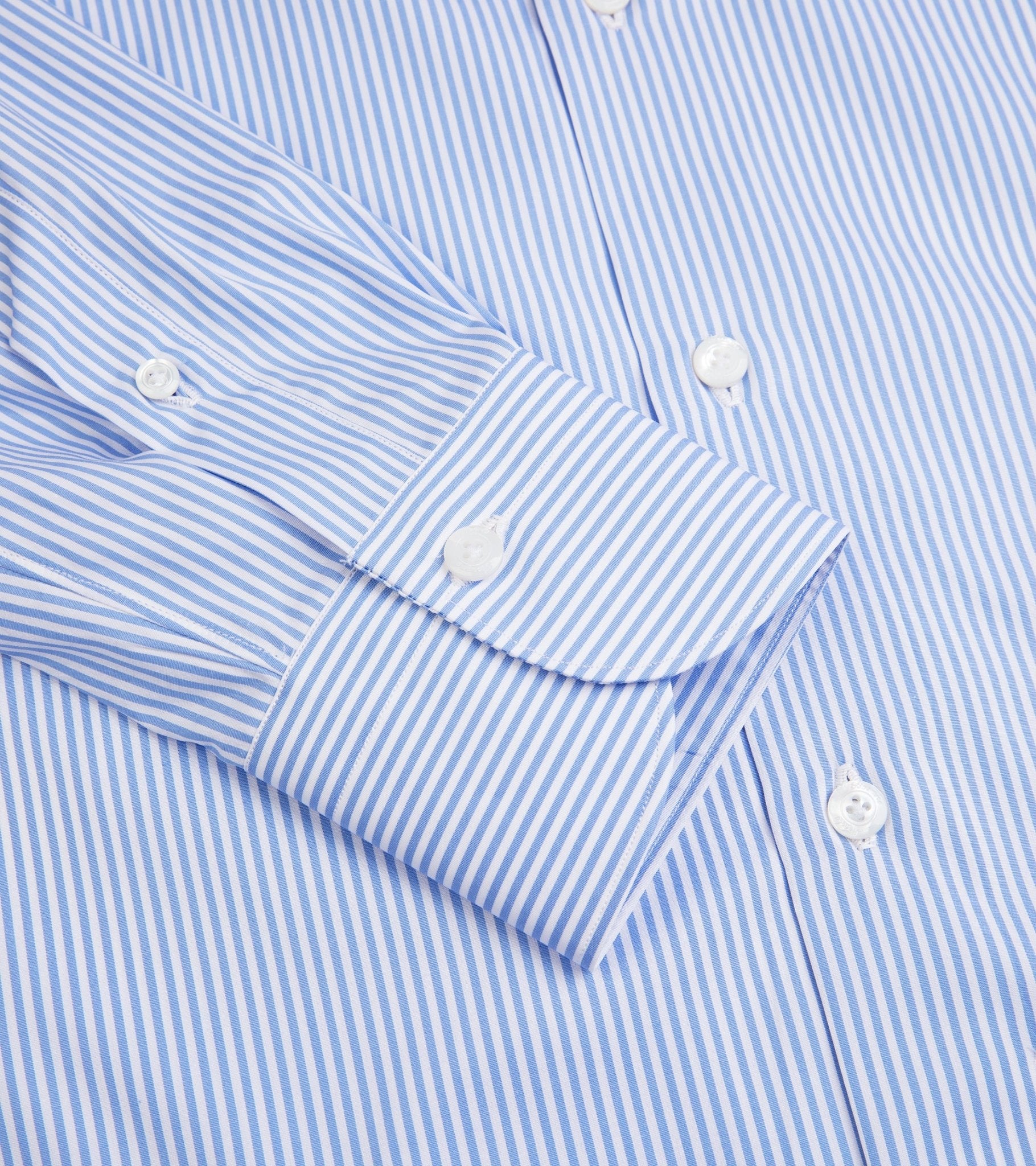 Finamore Milano Eduardo 120 Double Twist Cotton Formal Shirt: Blue Stripe - Trunk Clothiers