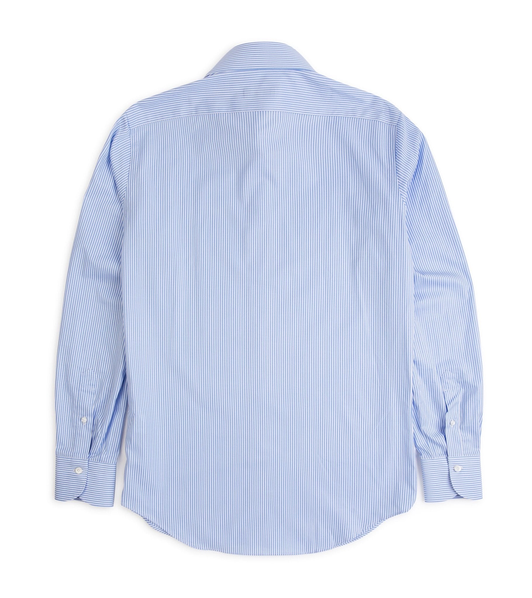 Finamore Milano Eduardo 120 Double Twist Cotton Formal Shirt: Blue Stripe - Trunk Clothiers