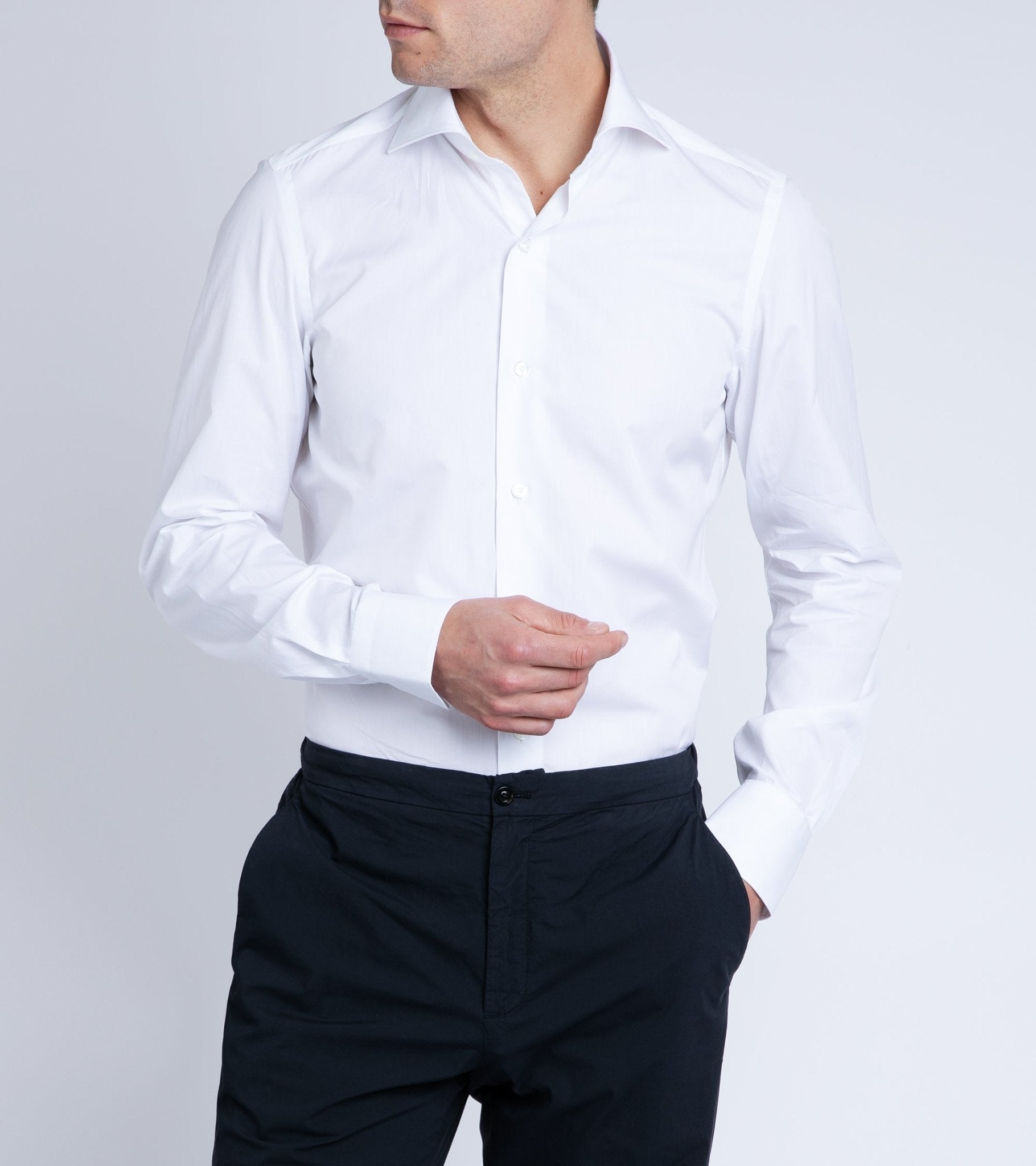 Finamore Milano Eduardo 170 Giza Cotton Formal Shirt: White - Trunk Clothiers