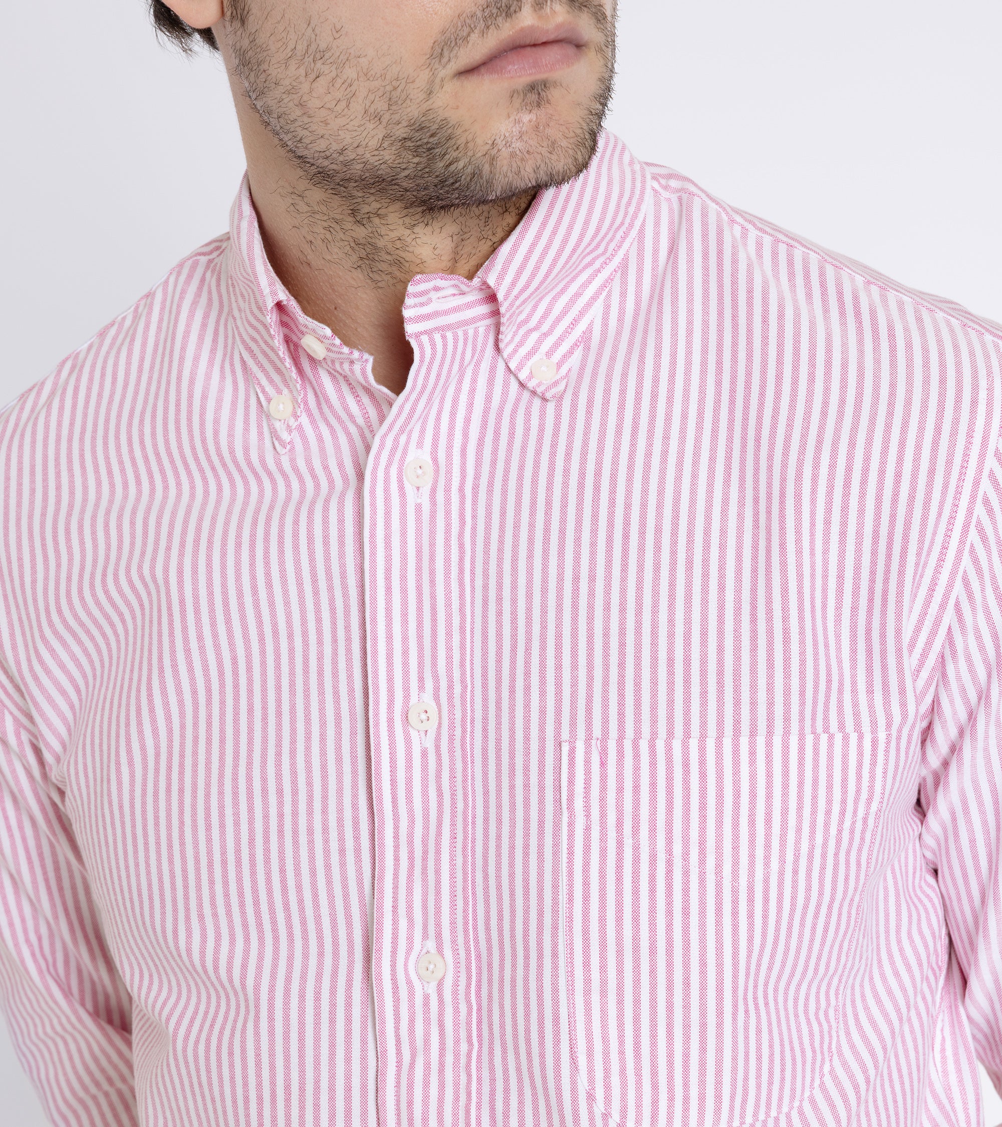 Gitman Vintage Spring Striped Oxford Button Down Shirt: Berry