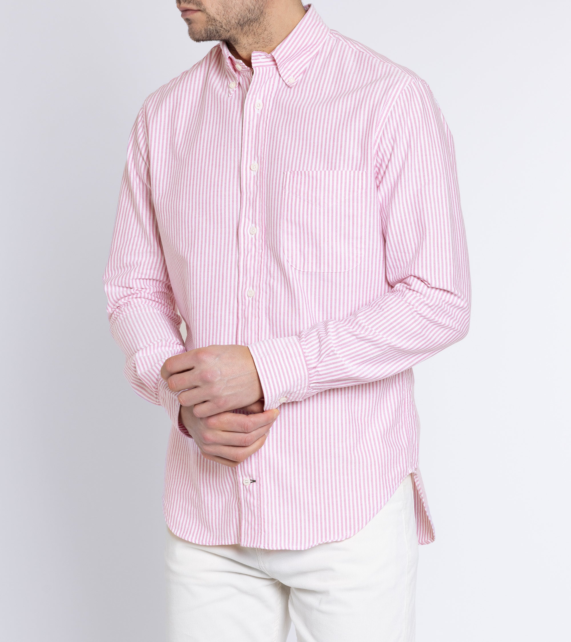 Gitman Vintage Spring Striped Oxford Button Down Shirt: Berry