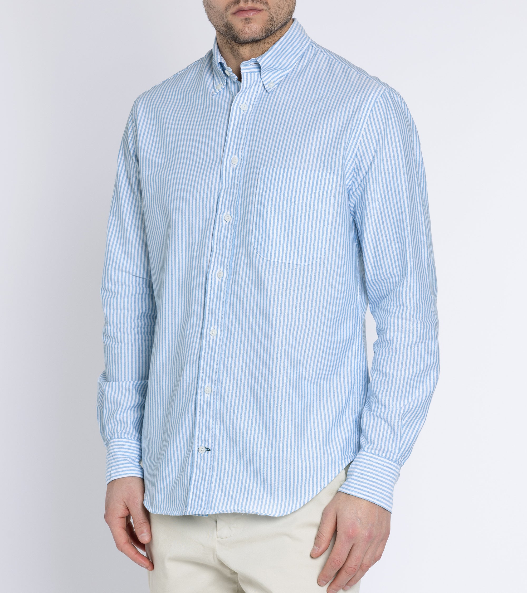 Gitman Vintage Spring Striped Oxford Button Down Shirt: Teal