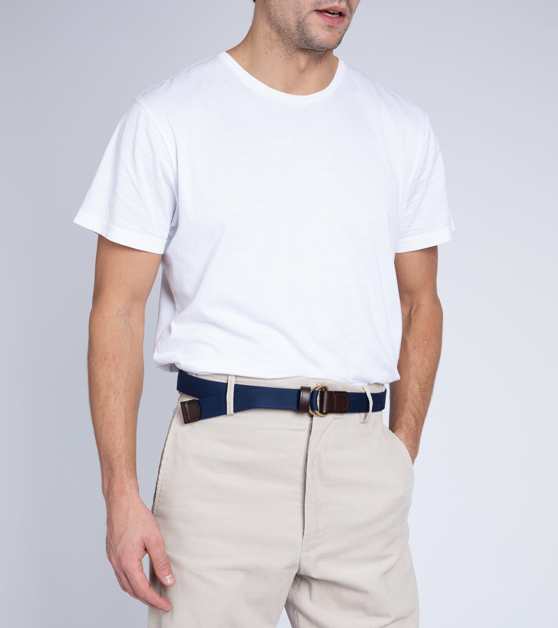 Hardy & Parsons D-Ring Canvas Belt: Navy - Trunk Clothiers