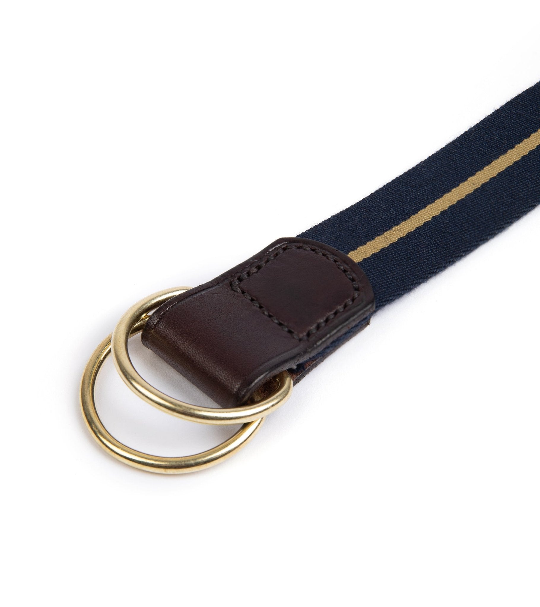 Hardy & Parsons D-Ring Canvas Belt: Navy Stripe - Trunk Clothiers