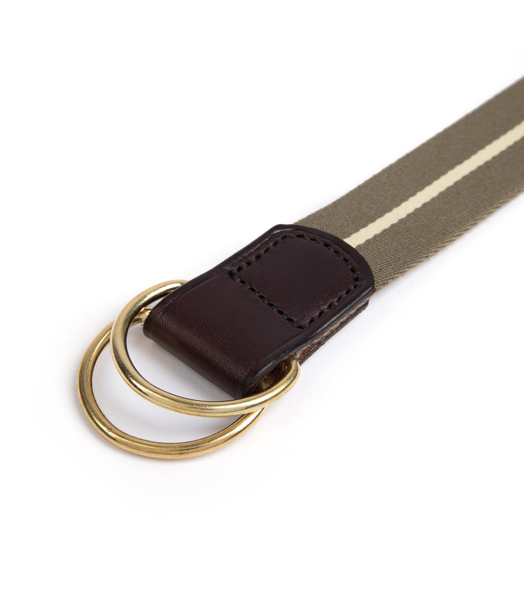 Hardy & Parsons D-Ring Canvas Belt: Olive Stripe - Trunk Clothiers