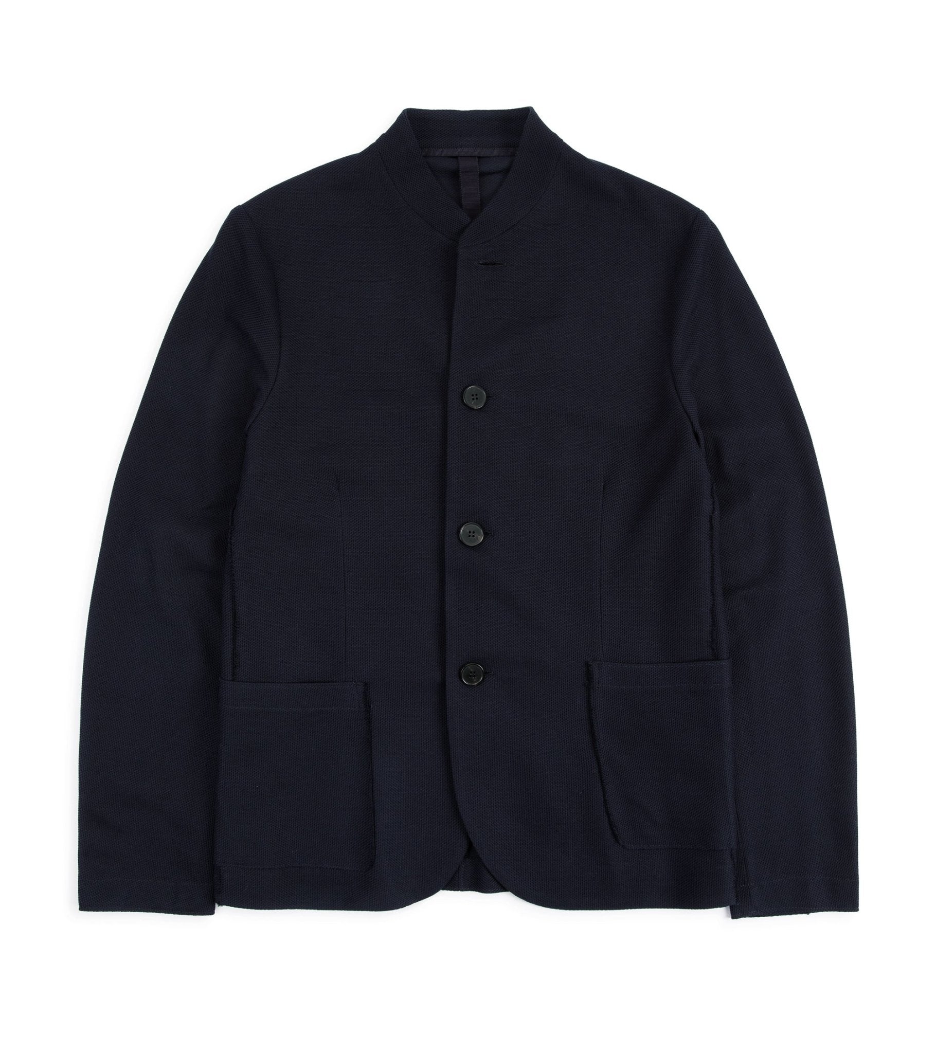 Harris Wharf Loro Piana Honeycomb Cotton Nehru Jacket: Navy - Trunk Clothiers