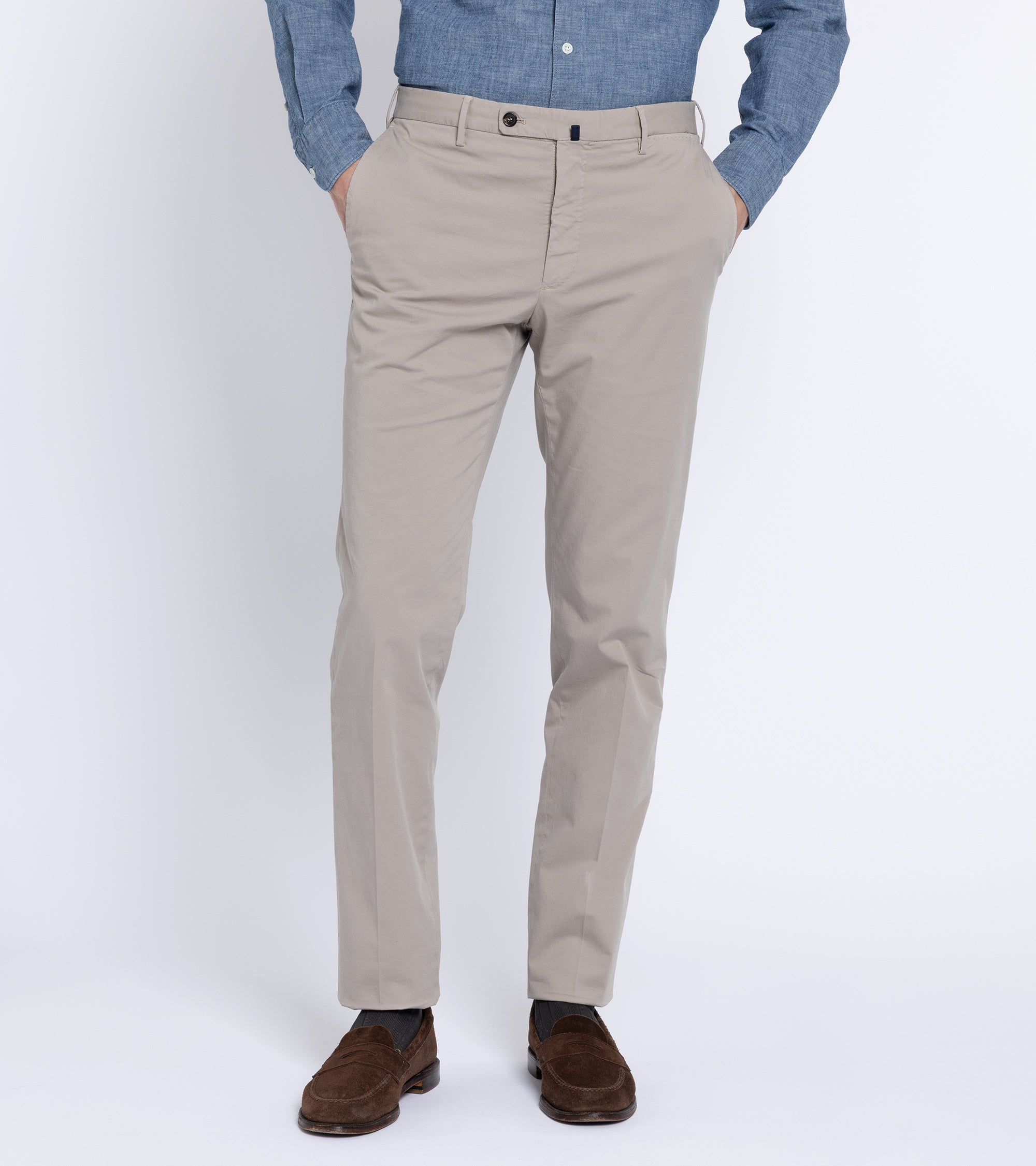 Incotex Regular Fit Royal Batavia Cotton Trousers: Beige