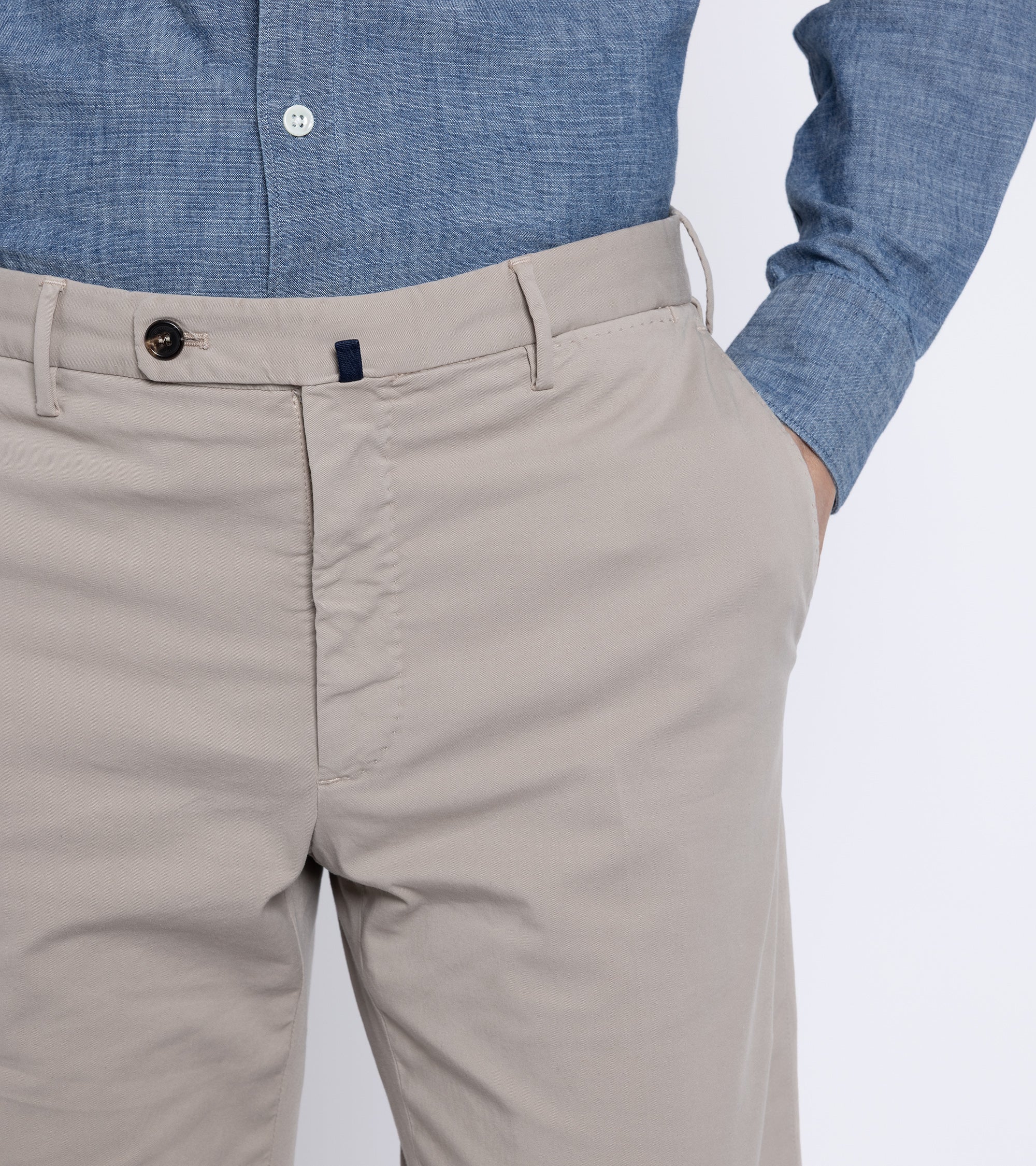 Incotex Regular Fit Royal Batavia Cotton Trousers: Beige