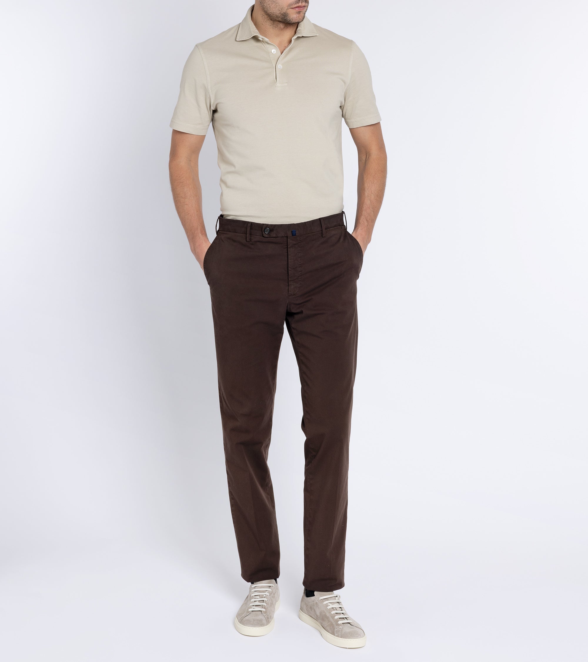 Incotex Regular Fit Royal Batavia Cotton Trousers: Brown