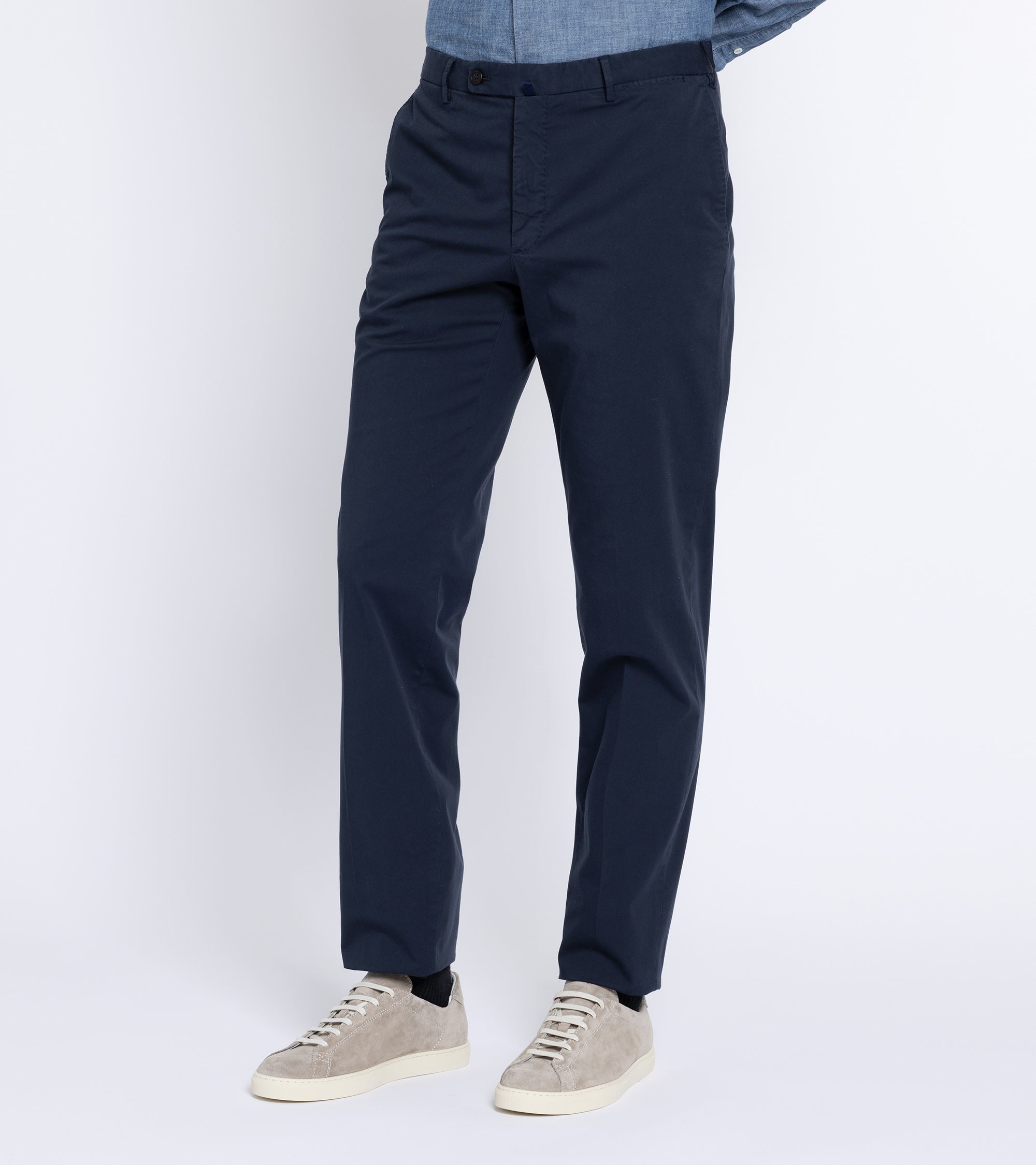 Incotex Regular Fit Royal Batavia Cotton Trousers: Navy