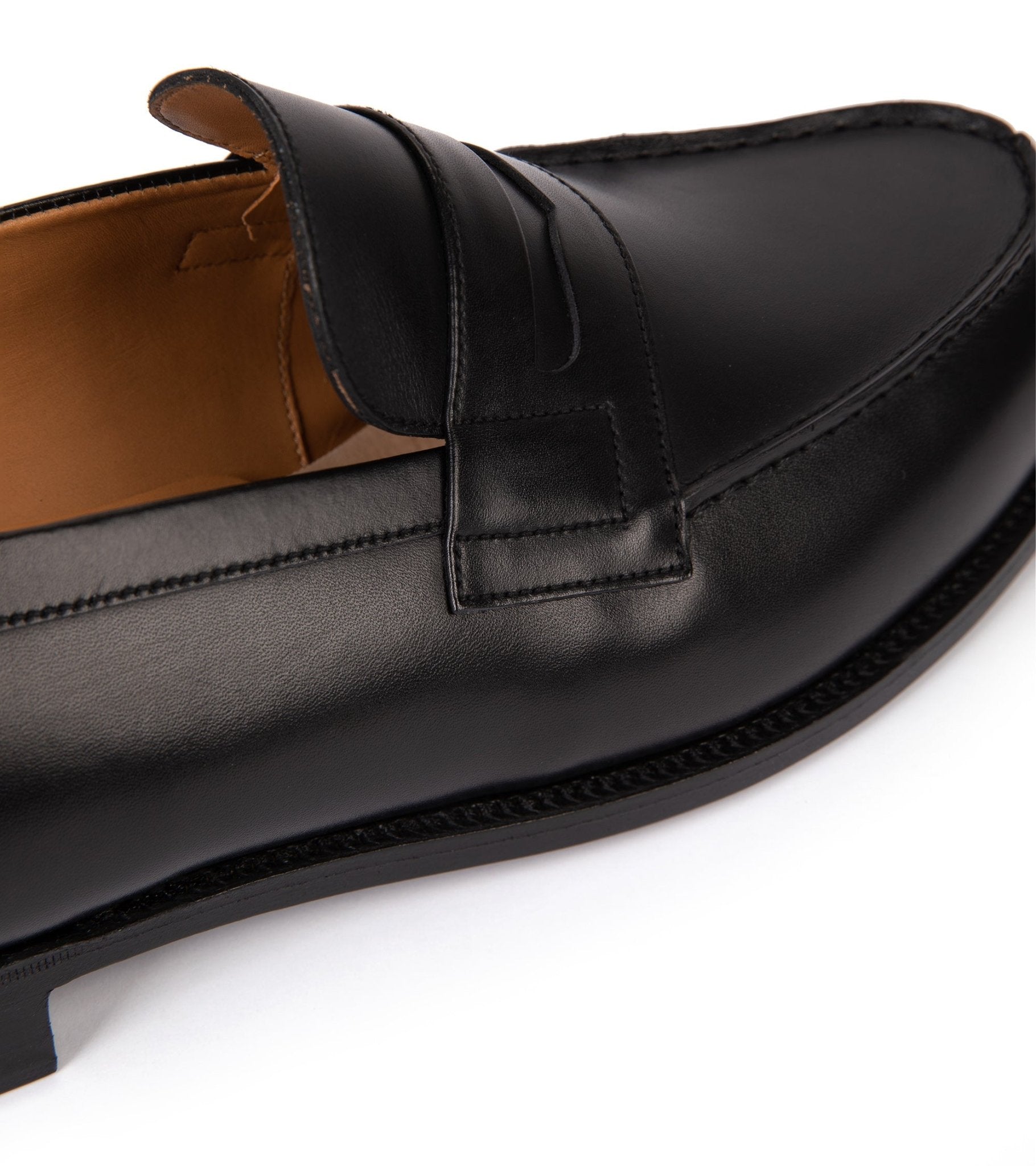 J.M. Weston Boxcalf Leather 180 Loafer: Black - Trunk Clothiers