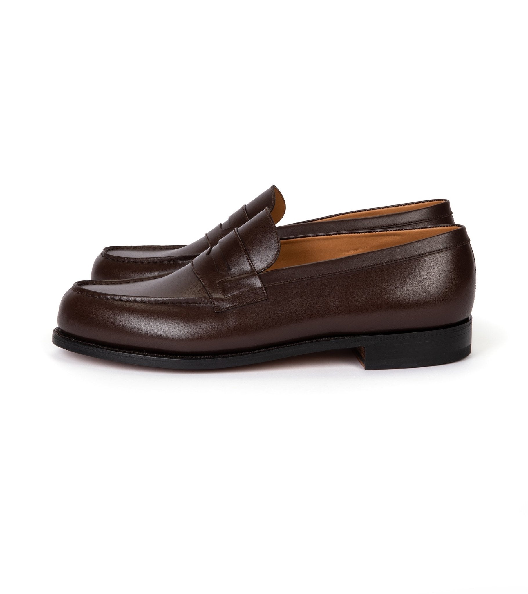 J.M. Weston Boxcalf Leather 180 Loafer: Dark Brown - Trunk Clothiers