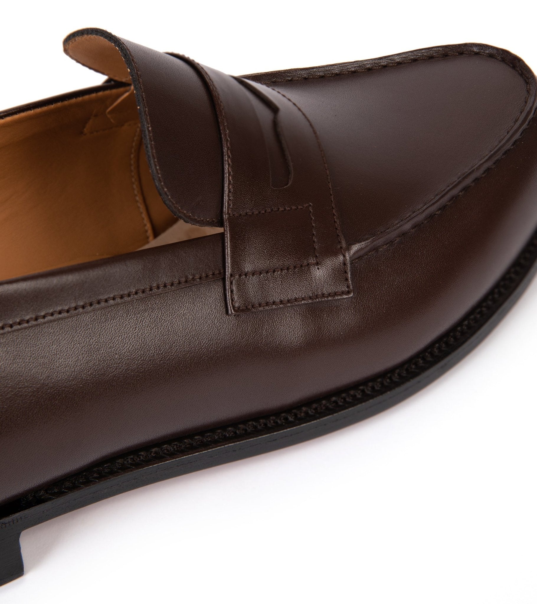 J.M. Weston Boxcalf Leather 180 Loafer: Dark Brown - Trunk Clothiers