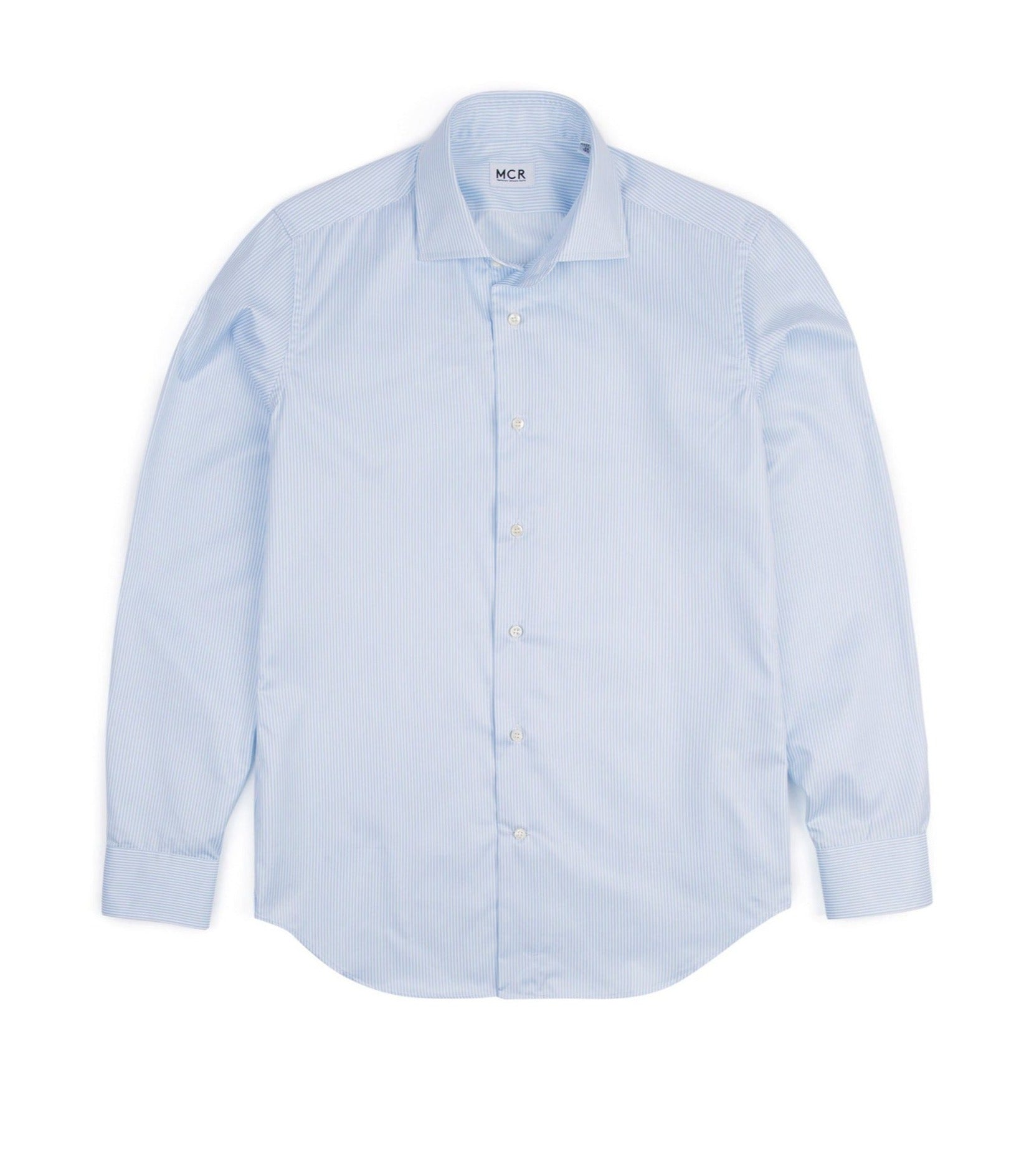 MCR Slim Twill Striped Shirt: Light Blue - Trunk Clothiers