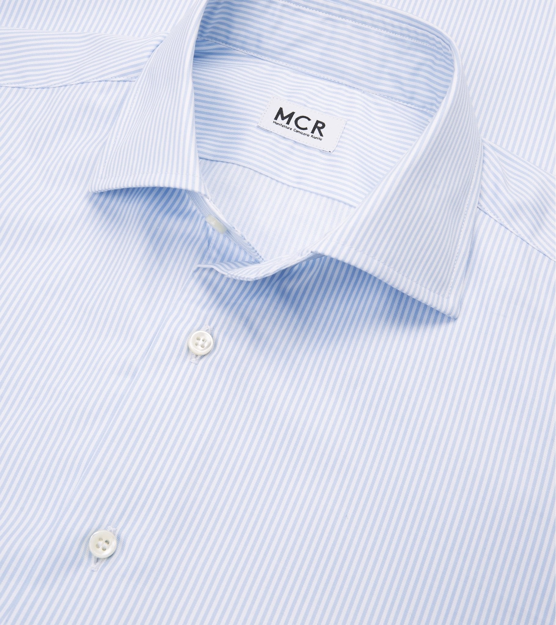 MCR Slim Twill Striped Shirt: Light Blue - Trunk Clothiers