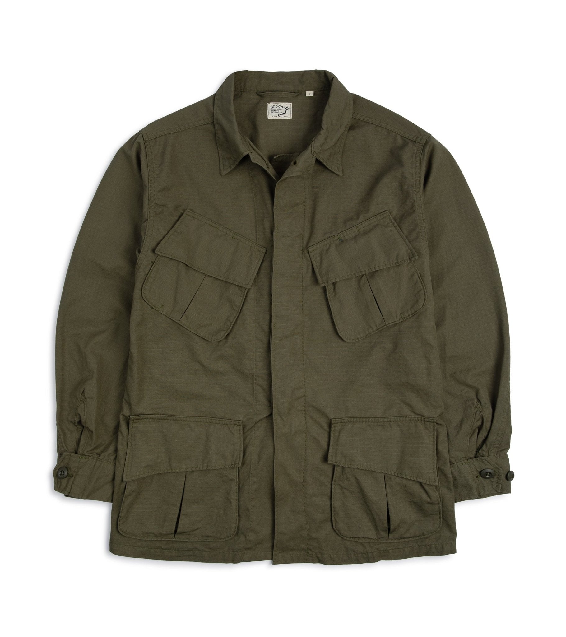 OrSlow Cotton Ripstop Tropical Jacket: Army Green - Trunk Clothiers