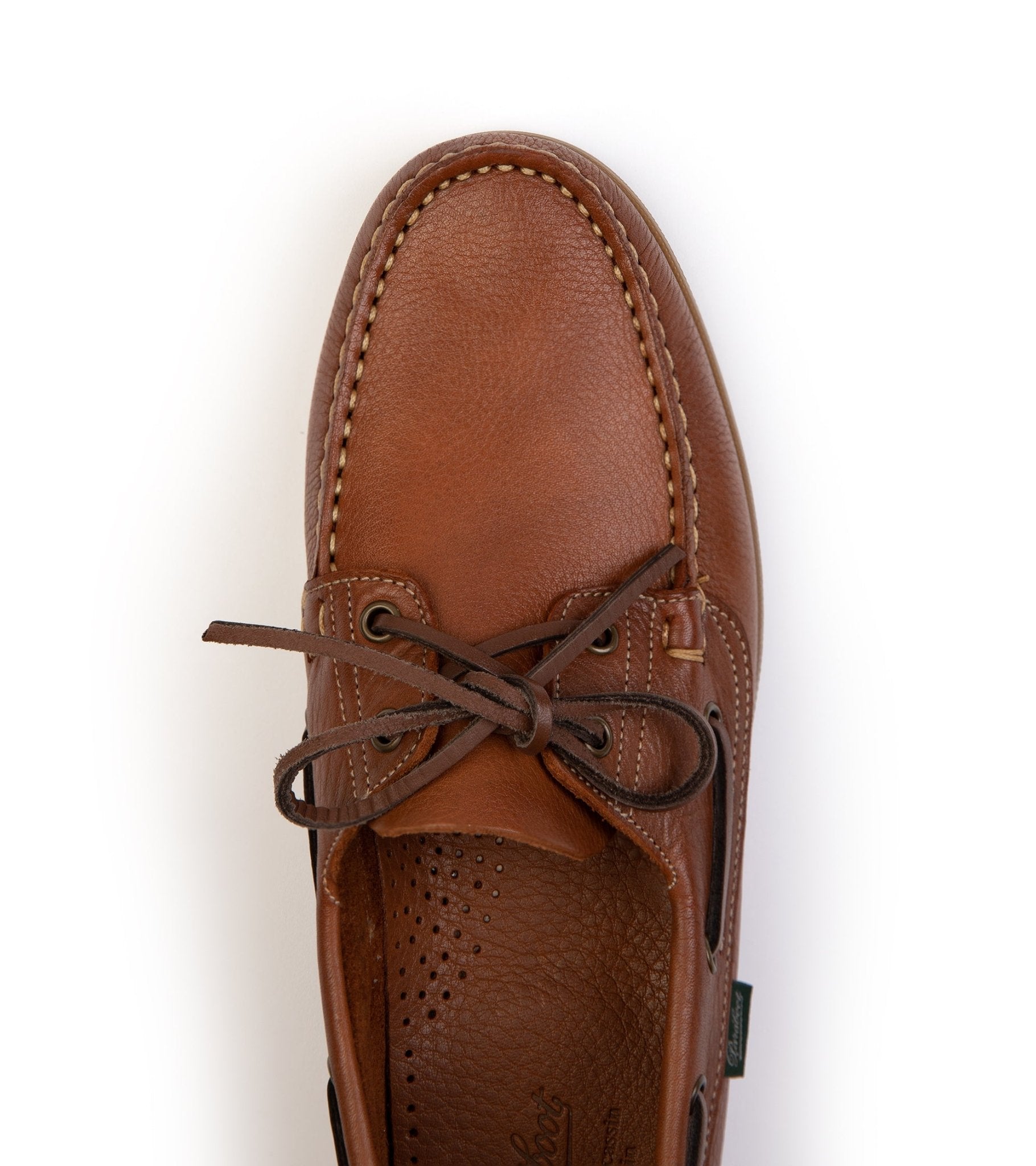 Paraboot Barth Leather Boat Shoe: Tumbled Oak - Trunk Clothiers