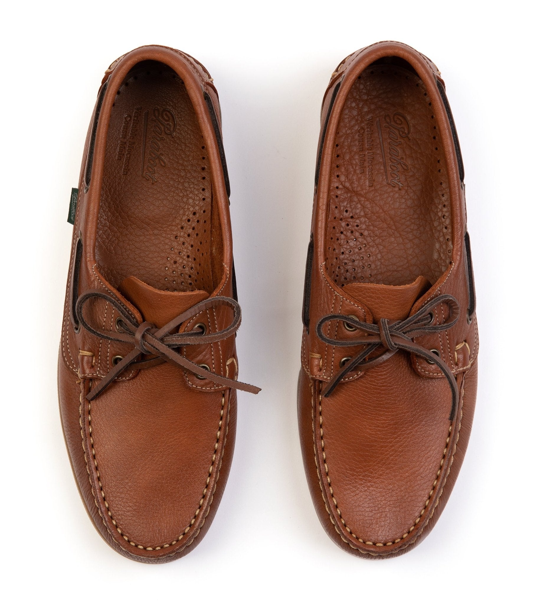 Paraboot Barth Leather Boat Shoe: Tumbled Oak - Trunk Clothiers