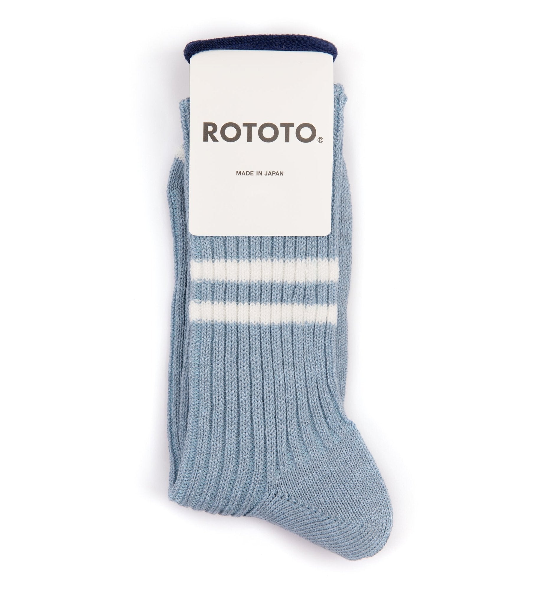 RoToTo Hemp Organic Cotton Stripe Socks: Morning Blue/White - Trunk Clothiers