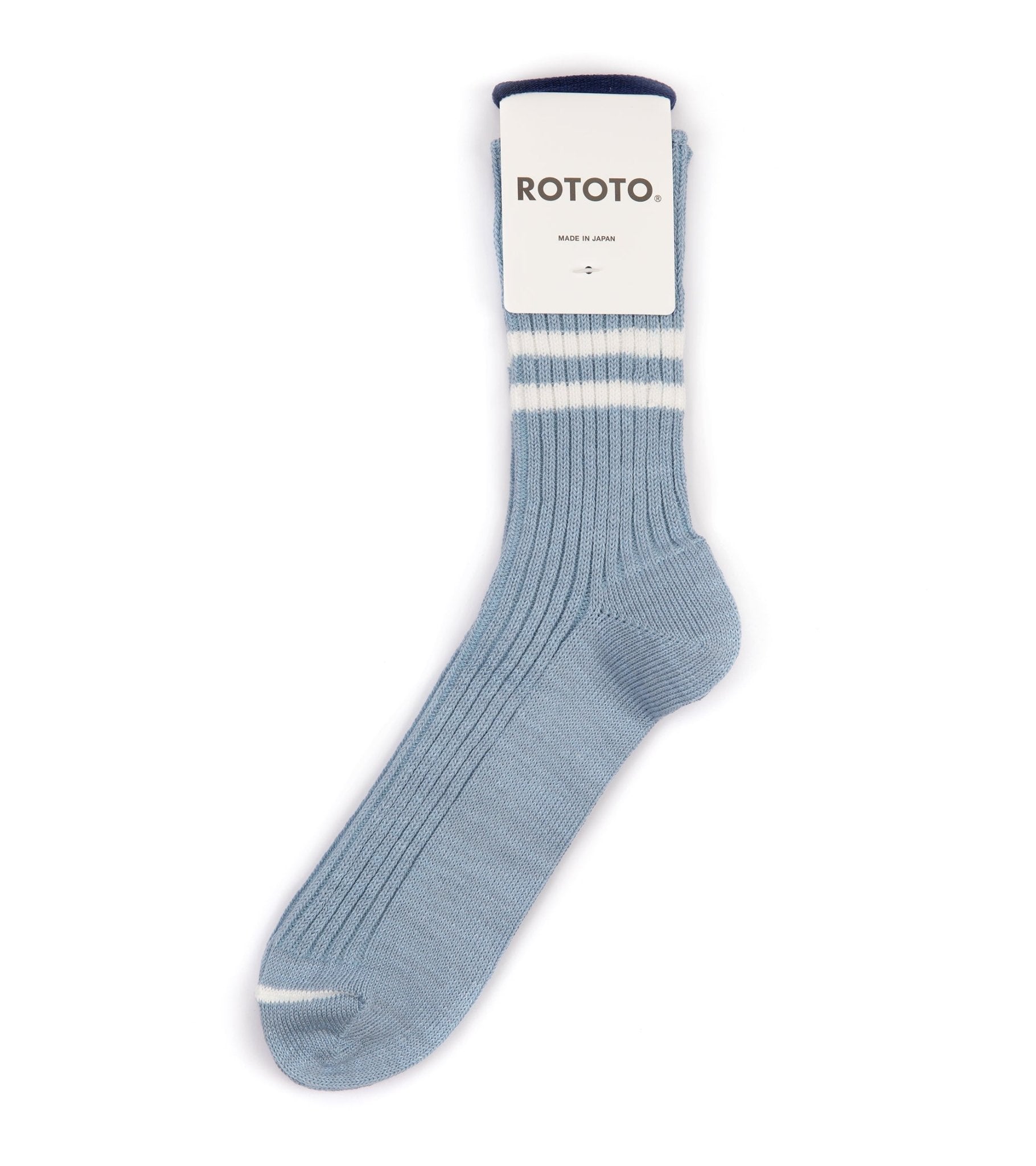 RoToTo Hemp Organic Cotton Stripe Socks: Morning Blue/White - Trunk Clothiers