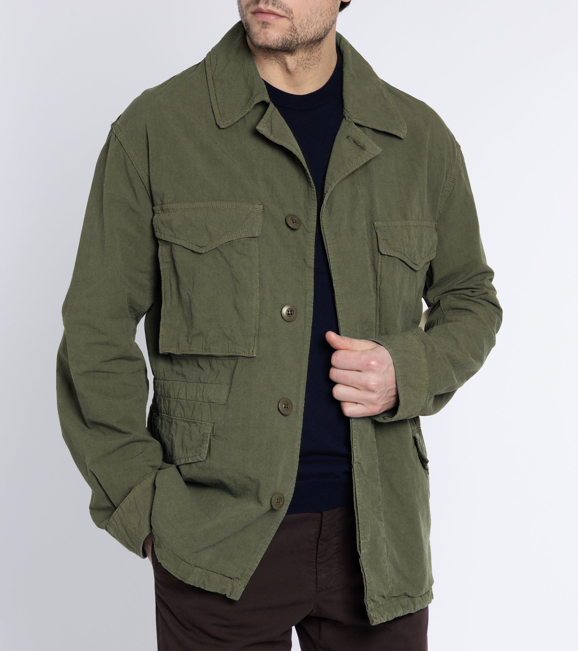 Sage de Cret High Density Cotton Hemp M-65 Jacket: Olive