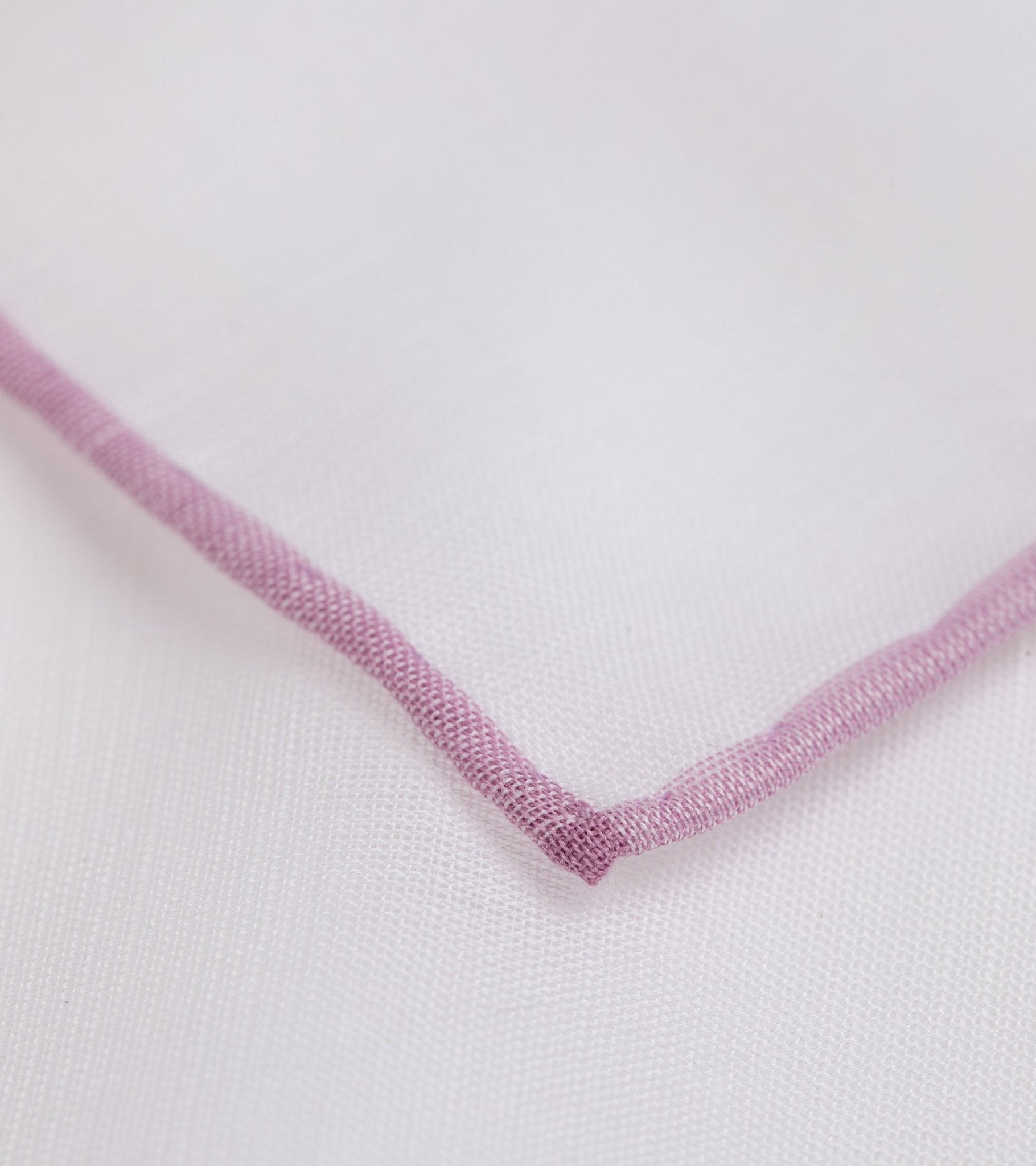 Simonnot-Godard Piped Pocket Square: White/Pink - Trunk Clothiers