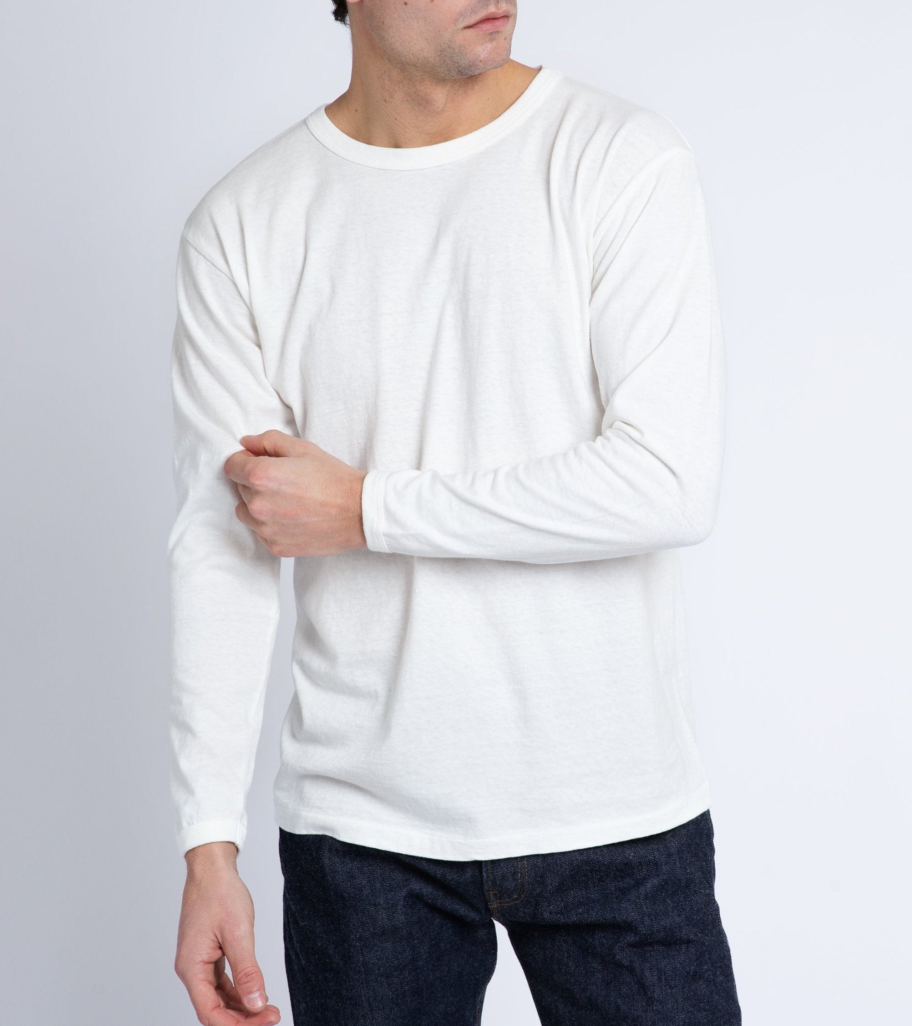 Sunray Sportswear Haleiwa Long Sleeve Cotton T-Shirt: Off White - Trunk Clothiers