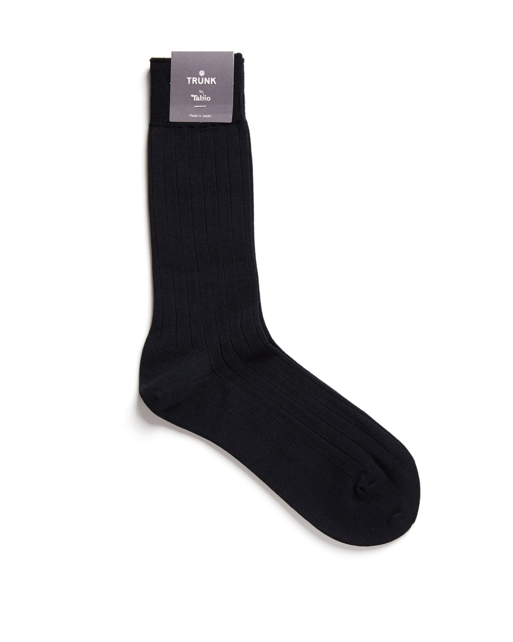 Tabio Cotton Ribbed Socks: Dark Navy - Trunk Clothiers