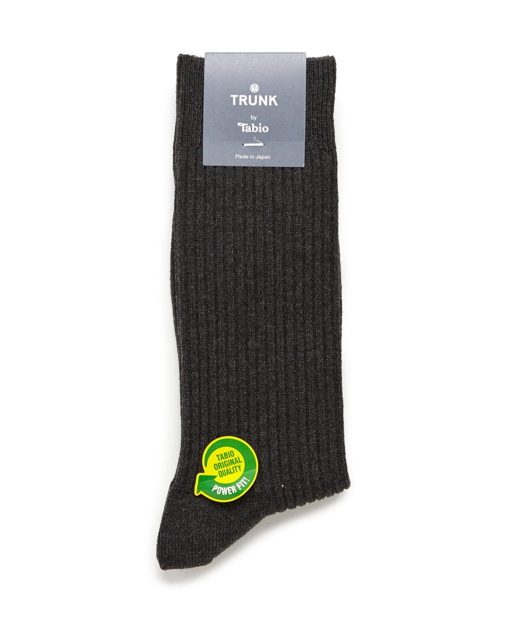 Tabio Power Fit Crew Socks: Heather Charcoal - Trunk Clothiers