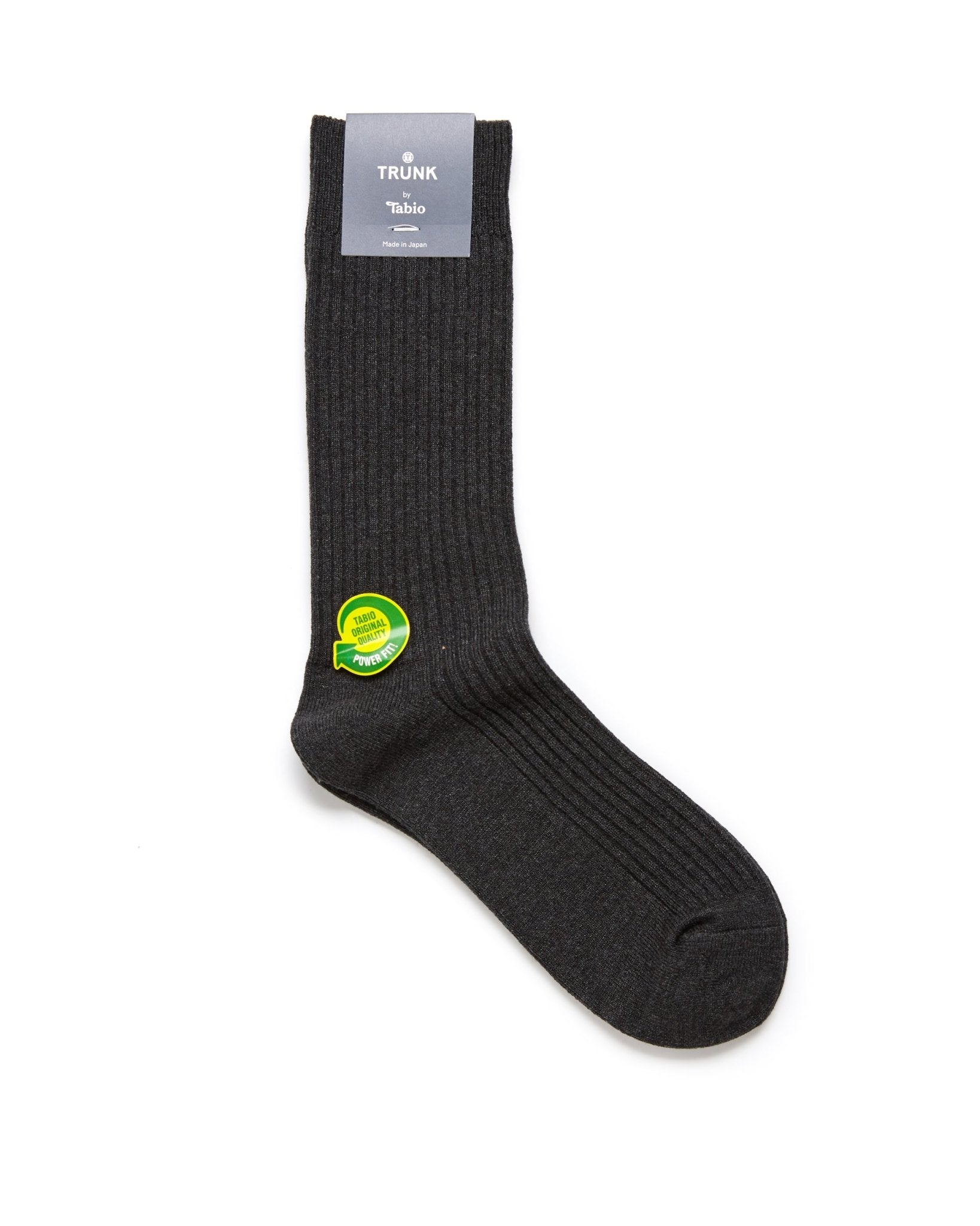 Tabio Power Fit Crew Socks: Heather Charcoal - Trunk Clothiers