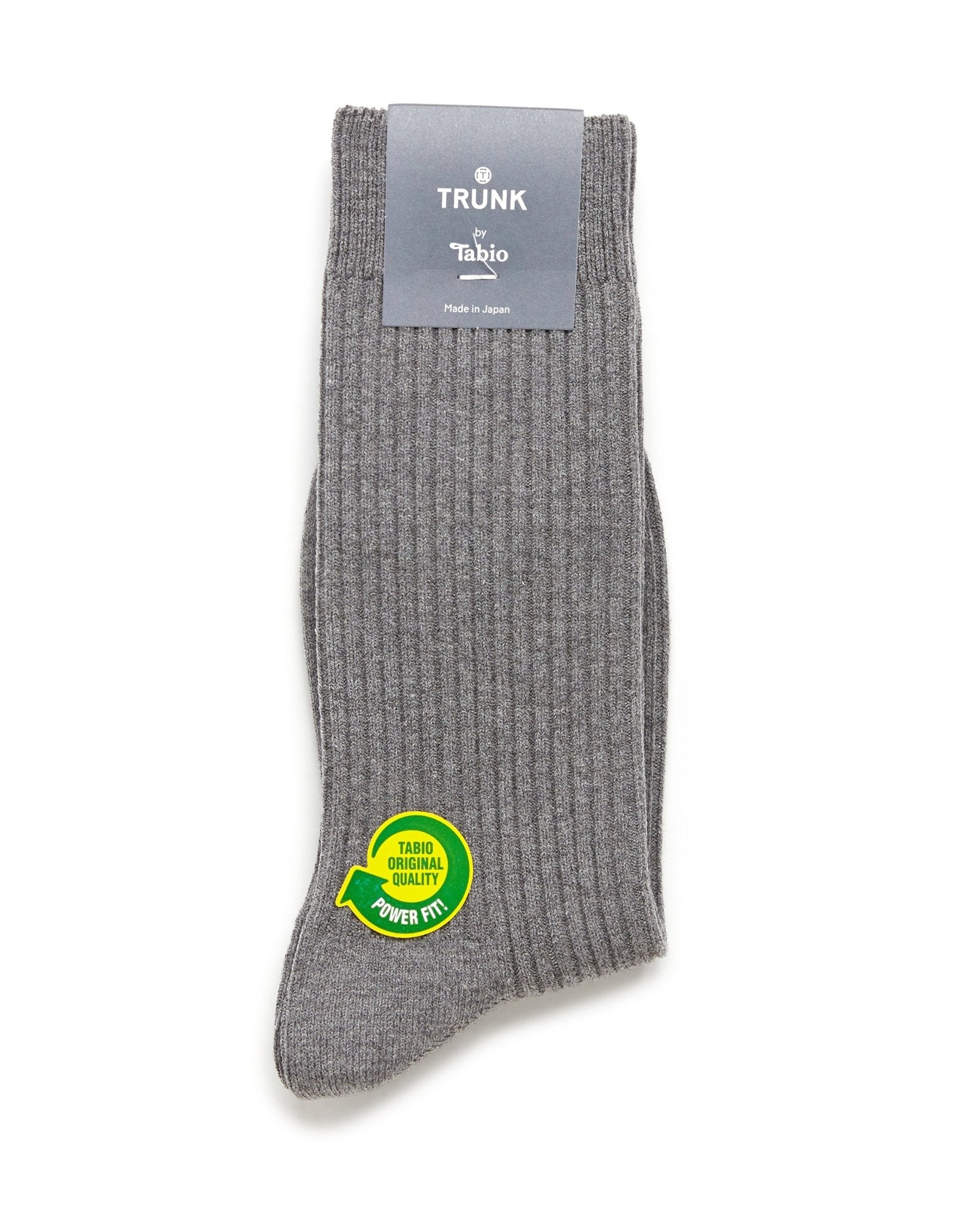 Tabio Power Fit Crew Socks: Heather Grey - Trunk Clothiers