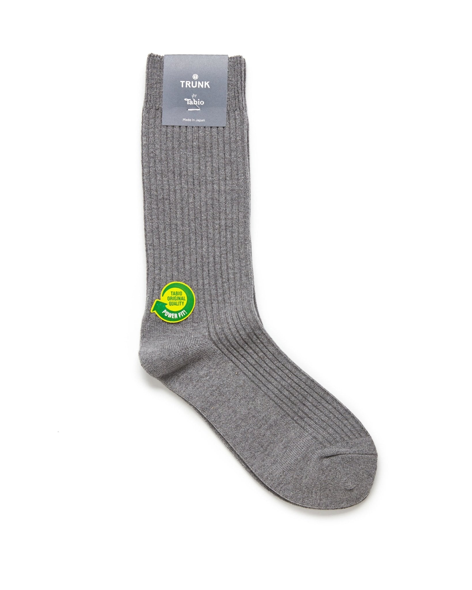 Tabio Power Fit Crew Socks: Heather Grey - Trunk Clothiers