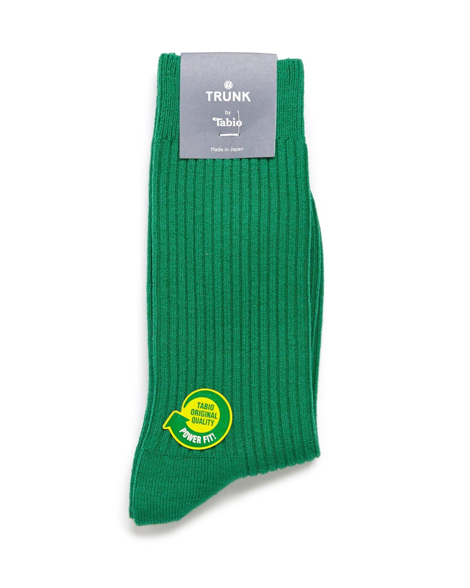 Tabio Power Fit Crew Socks: Kelly Green - Trunk Clothiers