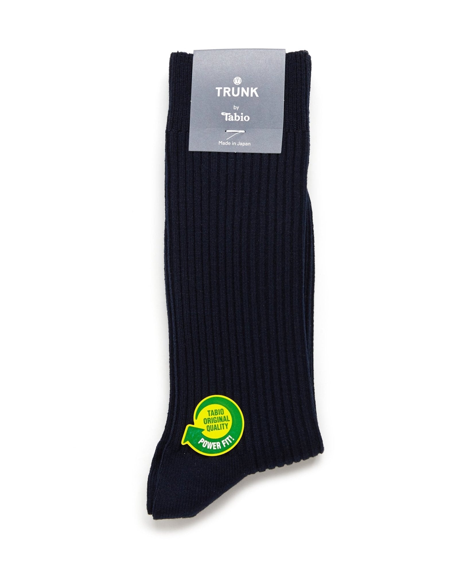 Tabio Power Fit Crew Socks: Navy - Trunk Clothiers