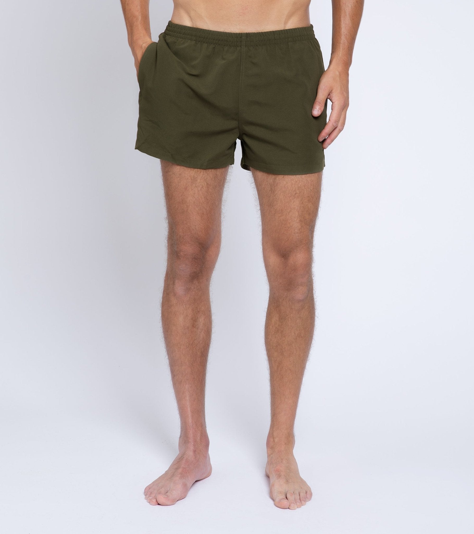 Timo Prep Nylon Swim Shorts: Olive - Trunk Clothiers