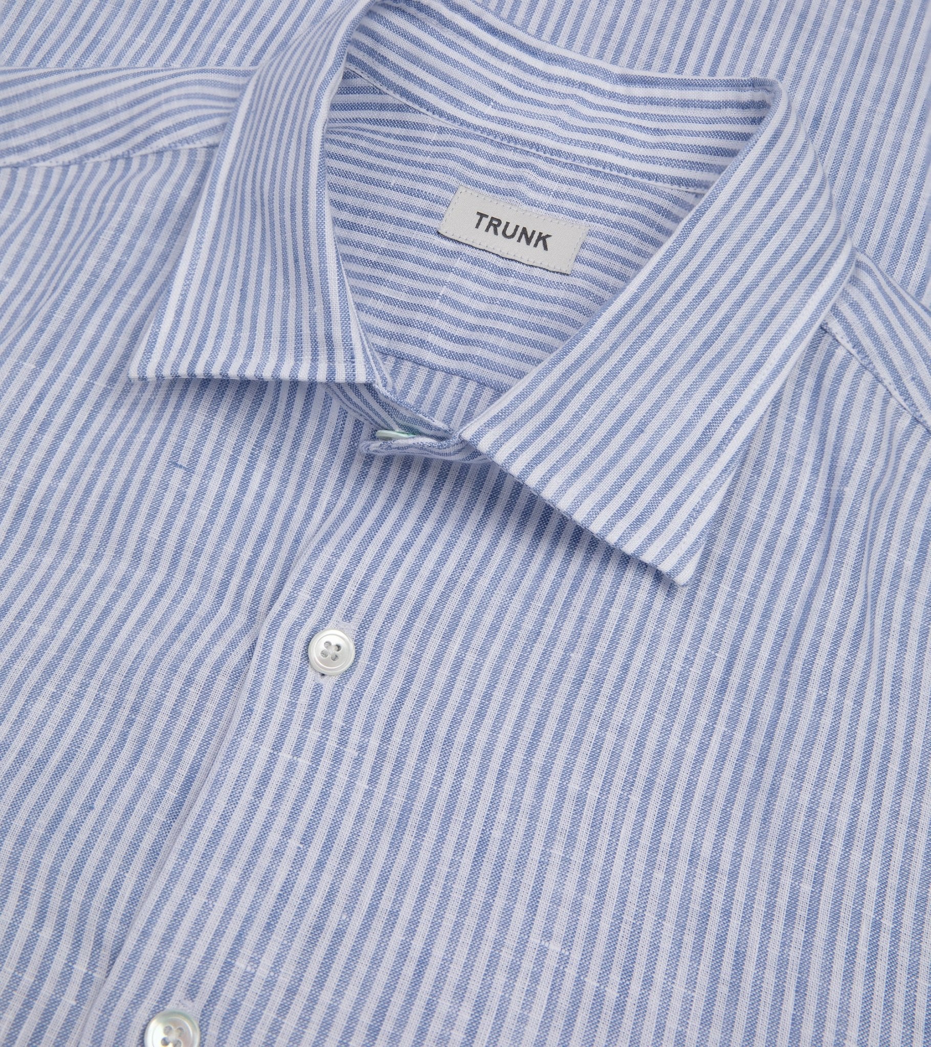 Trunk Audley Irish Linen Bengal Stripe Shirt: Blue - Trunk Clothiers