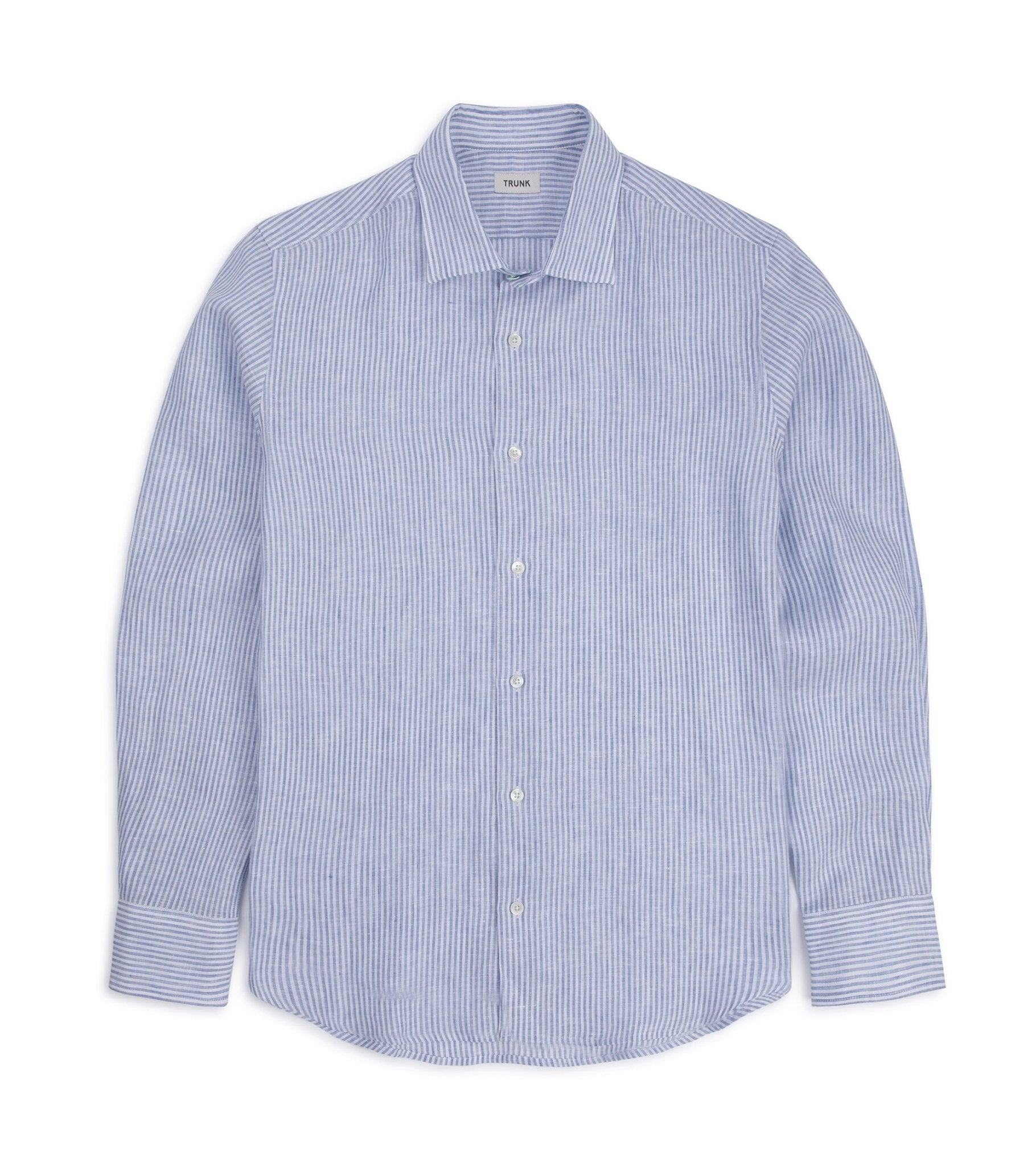 Trunk Audley Irish Linen Bengal Stripe Shirt: Blue - Trunk Clothiers