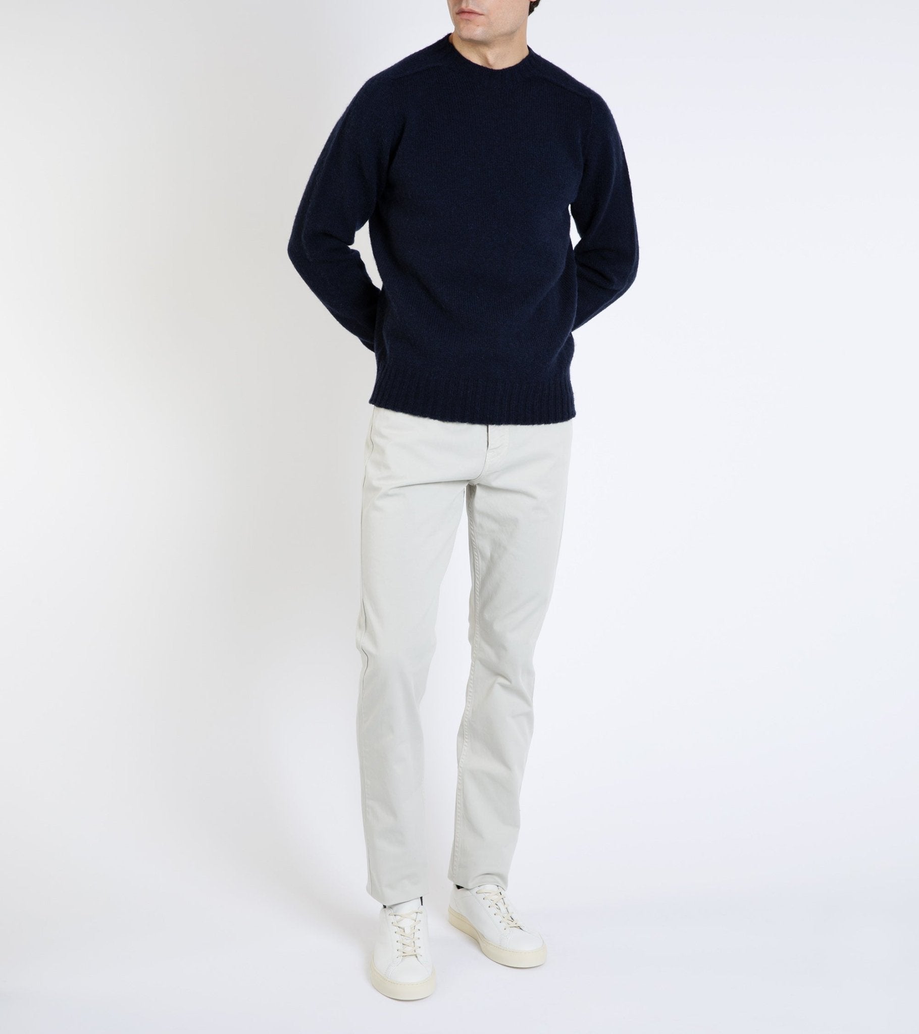 Trunk Berwick Brushed Shetland Crew Sweater: Navy - Trunk Clothiers