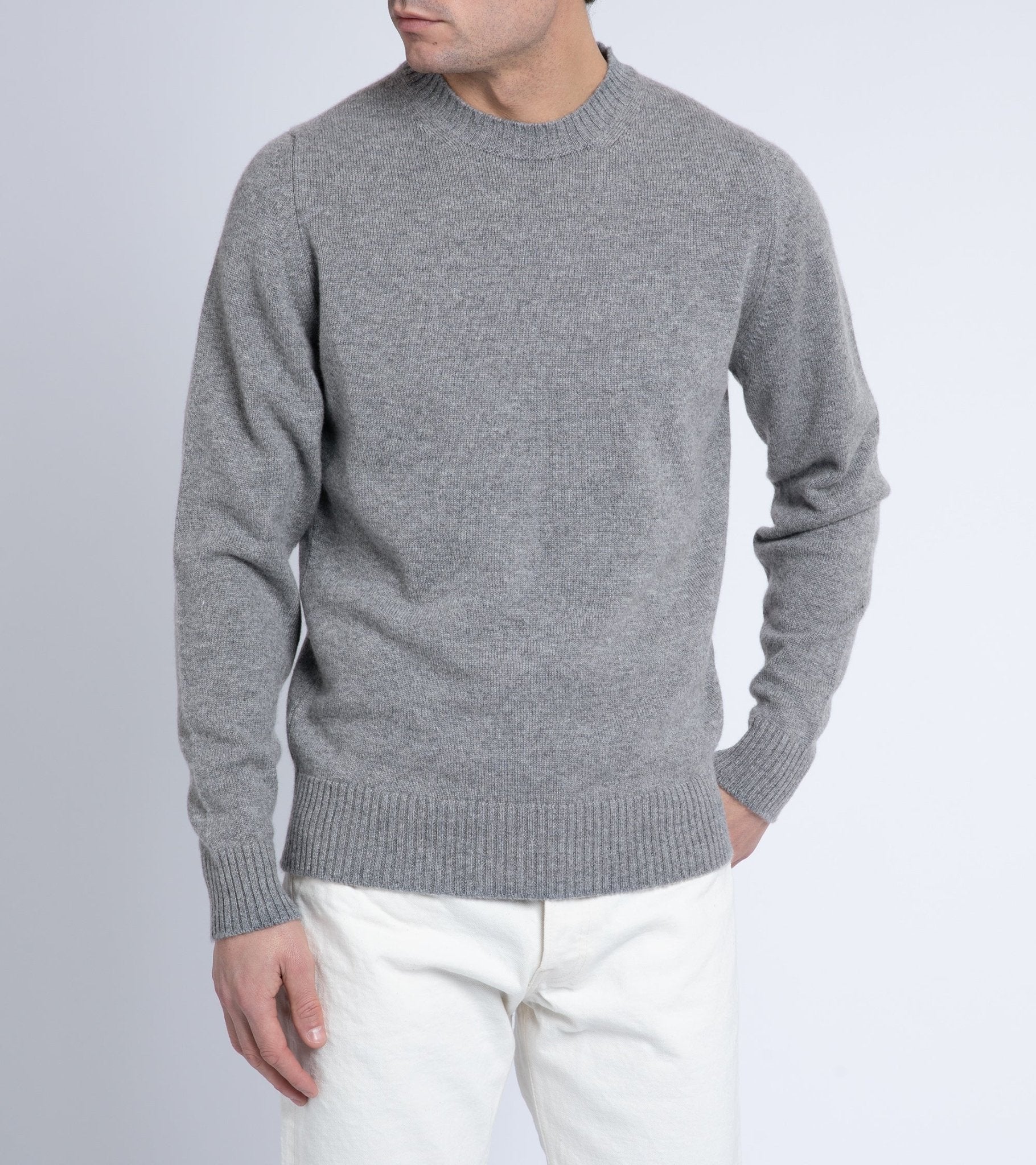 Trunk Dover Cashmere Crew Neck Sweater: Grey - Trunk Clothiers