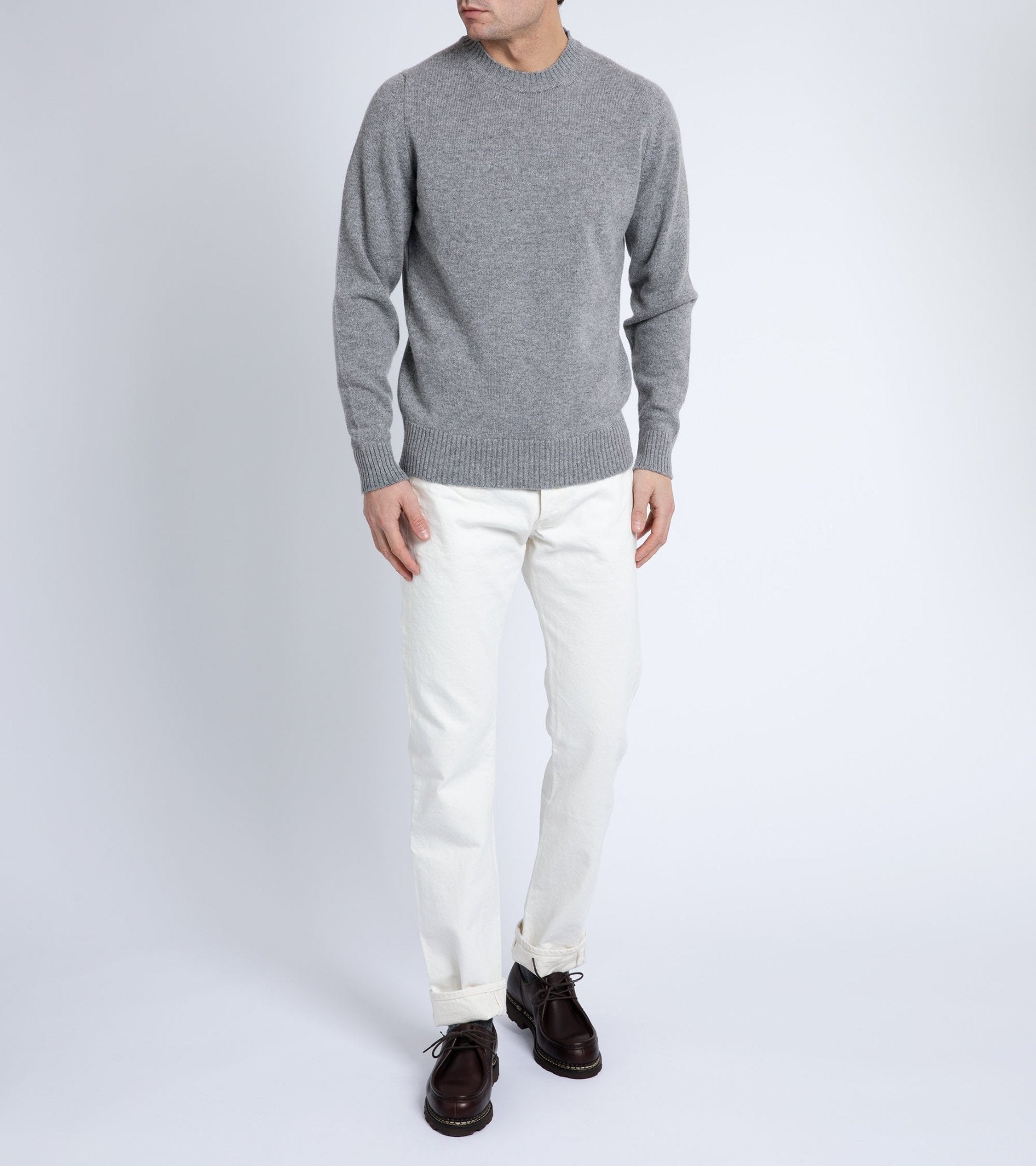 Trunk Dover Cashmere Crew Neck Sweater: Grey - Trunk Clothiers